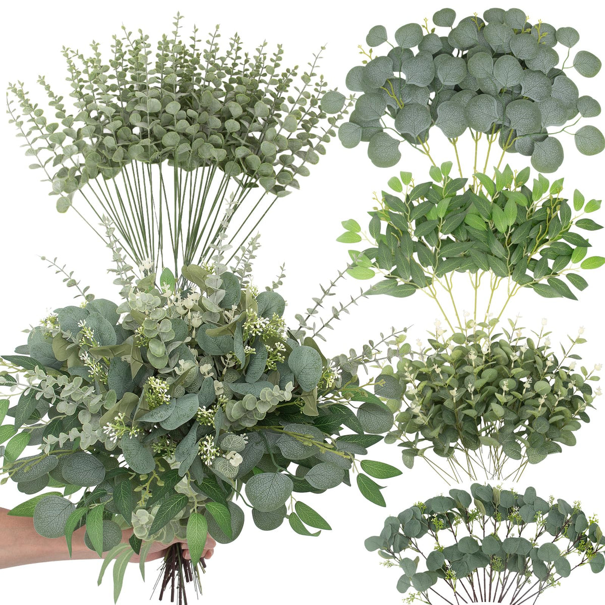 Daynight 120 Pcs Artificial Mixed Eucalyptus Stems Bulk - Daynight Official Imagery - 1