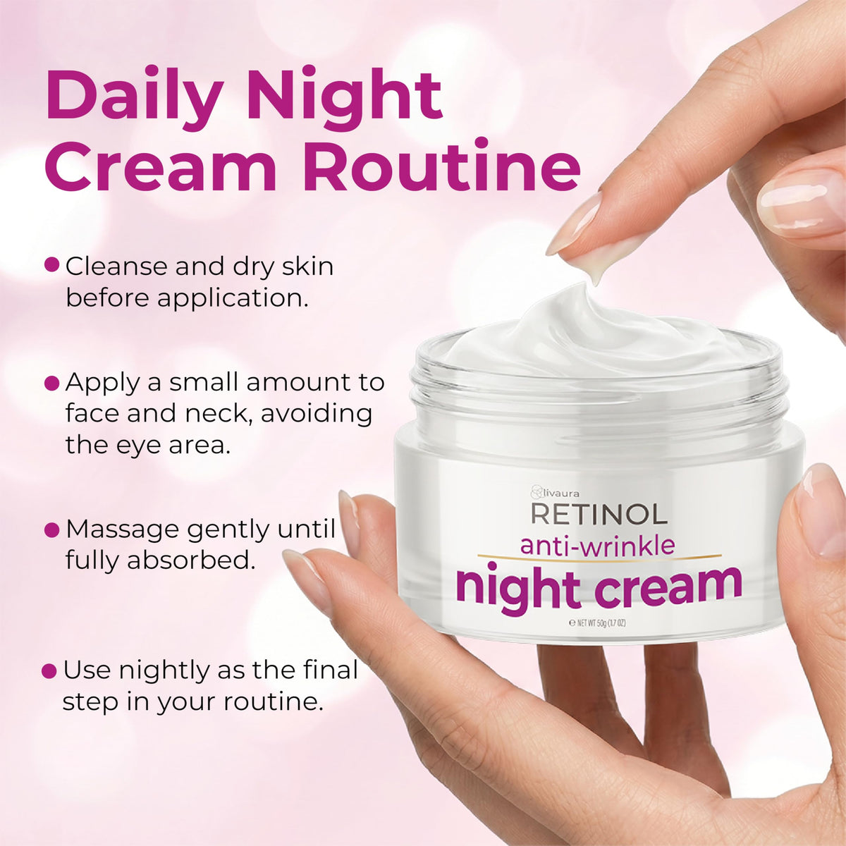 LIVAURA Retinol Night Cream for Women - Retinol Official Imagery - 7