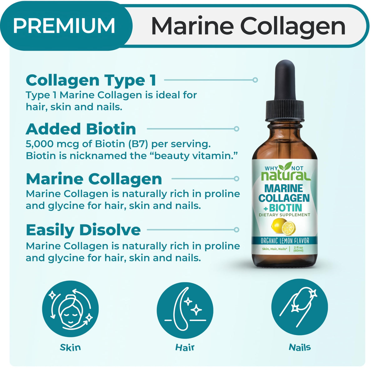 Liquid Collagen Plus Biotin Drops - Why Not Natural Official Imagery - 3