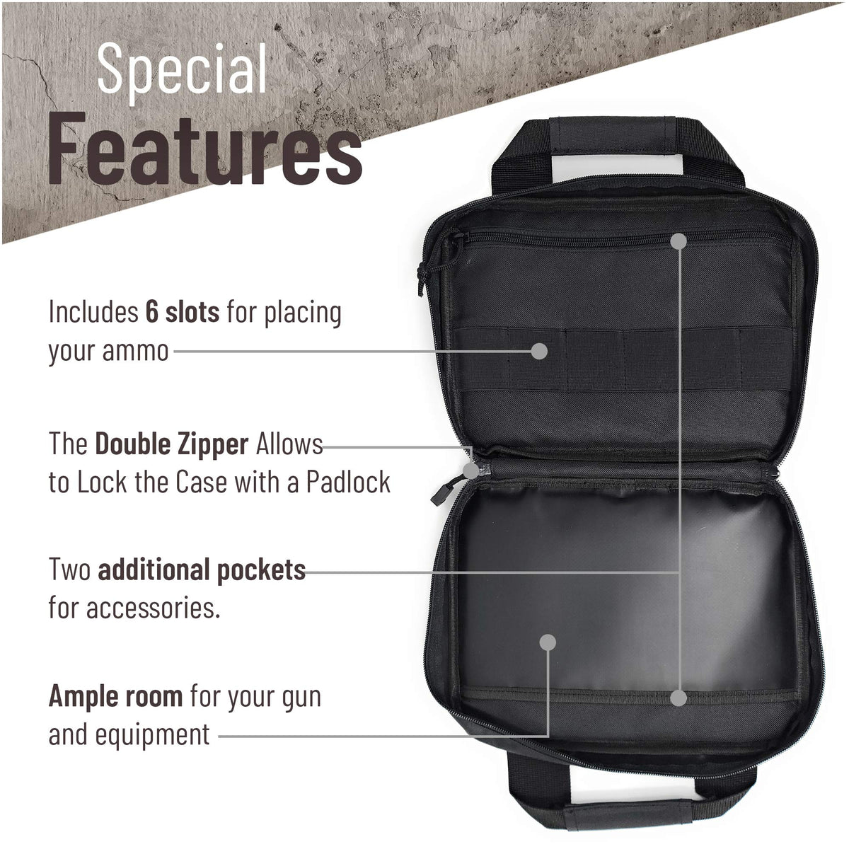 Pistol Case for Handguns Revolvers 9mm to Full Size Range - Popular Holsters Official Imagery - 4