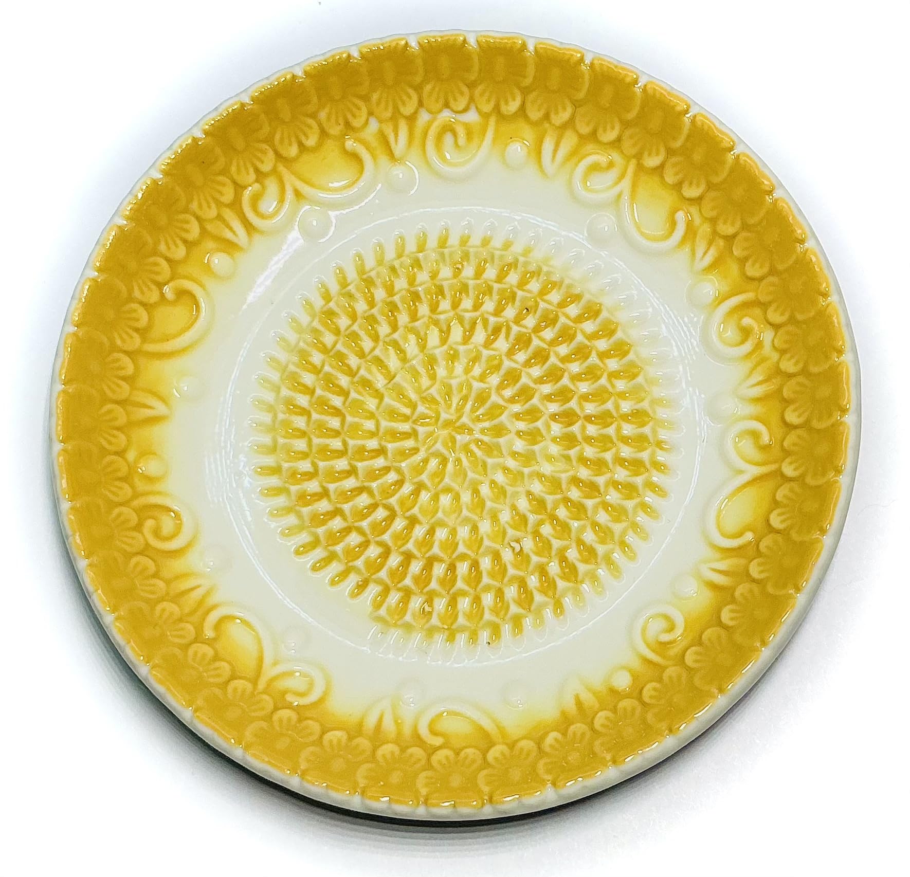 Premium Ceramic Garlic Grater Plate Set - Yellow Embossed - Product Imagery