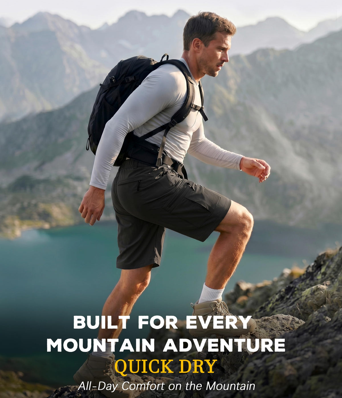 Yufawow Men s Hiking Cargo Golf Hybrid Shorts 9 Lightweight - Yufawow Official Imagery - 3