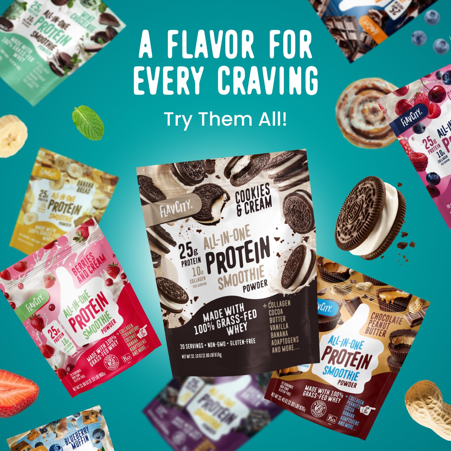 FlavCity Chocolate All in One Protein Shake Powder - On the Go Me - FlavCity Official Product View 6