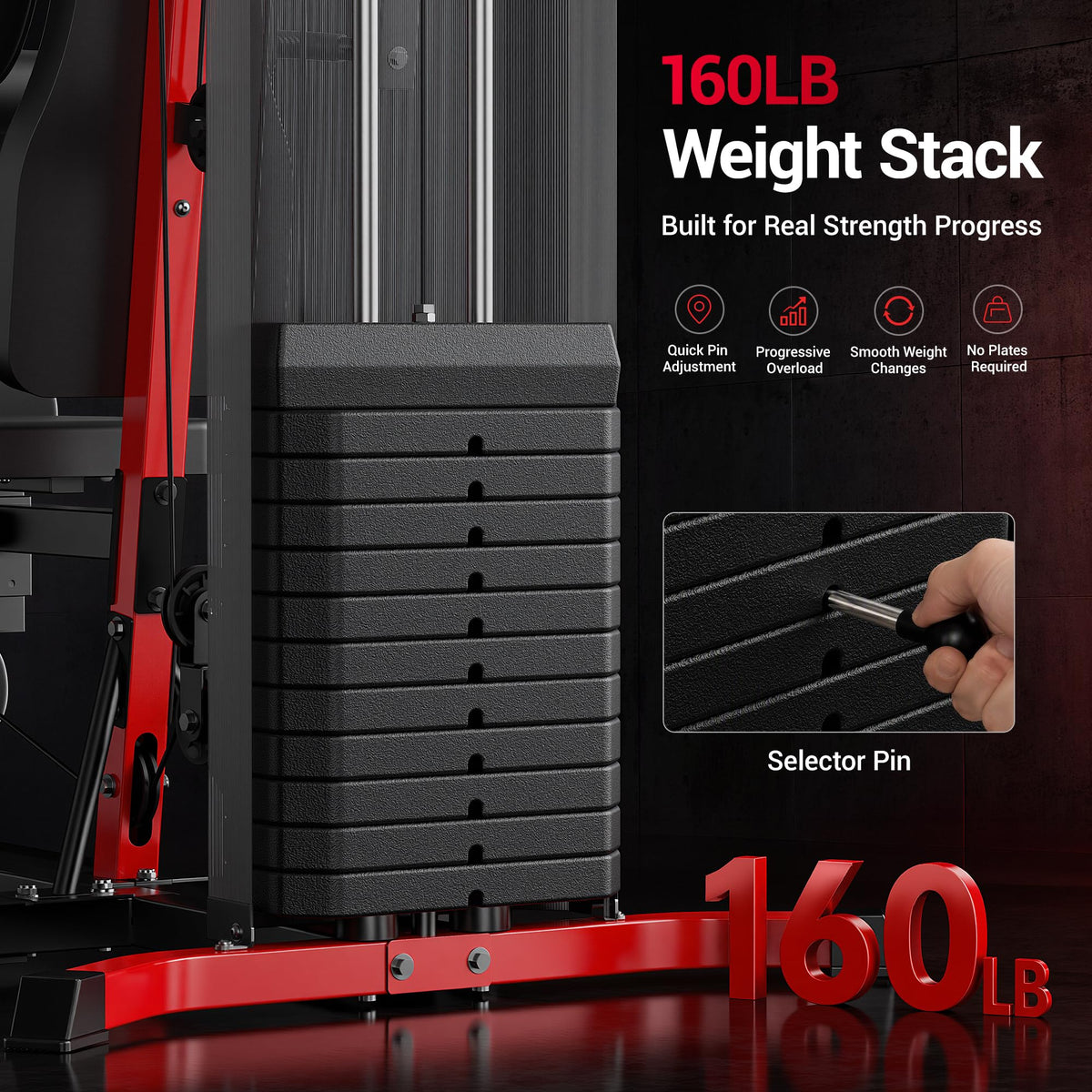 Home Gym System with 160LB Weight Stack Multifunctional All - ROBORE Official Imagery - 4