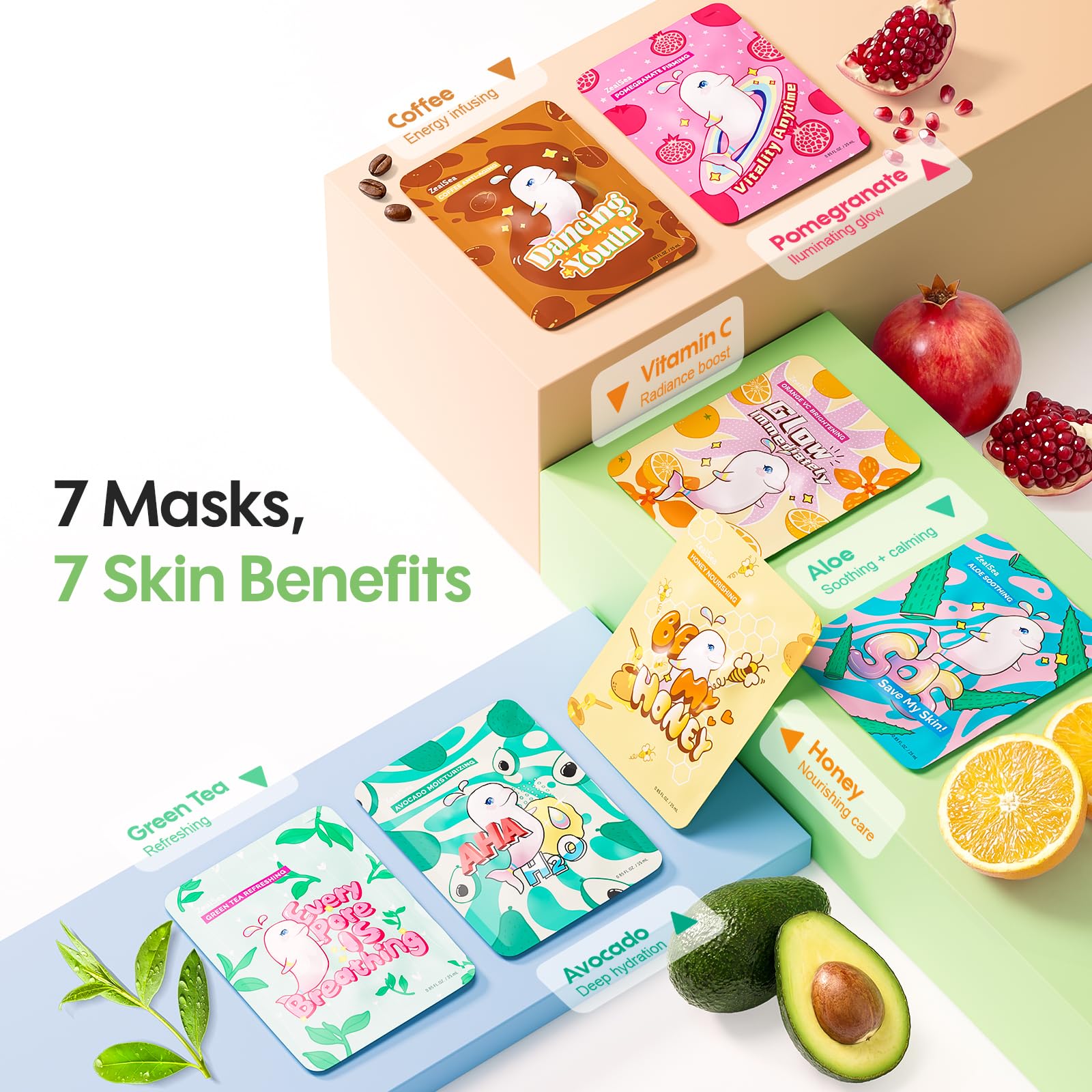 ZealSea Face Mask Skincare Facial Sheet Mask Spa Gifts for Kids Girls Women - ZealSea Official Product View 4