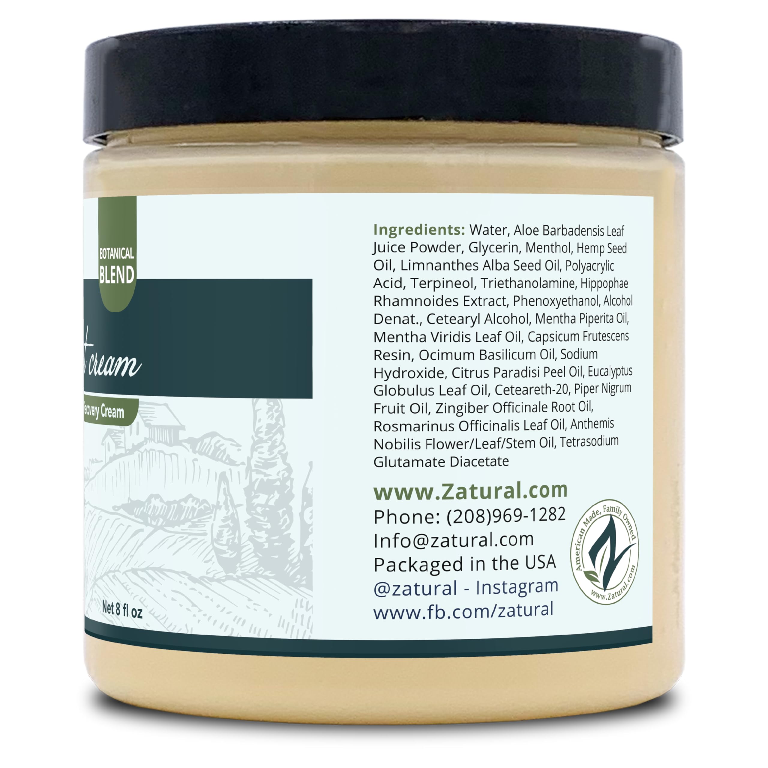 Zatural Hemp Hot Cream – 8oz Massage & Body Wrap Cream