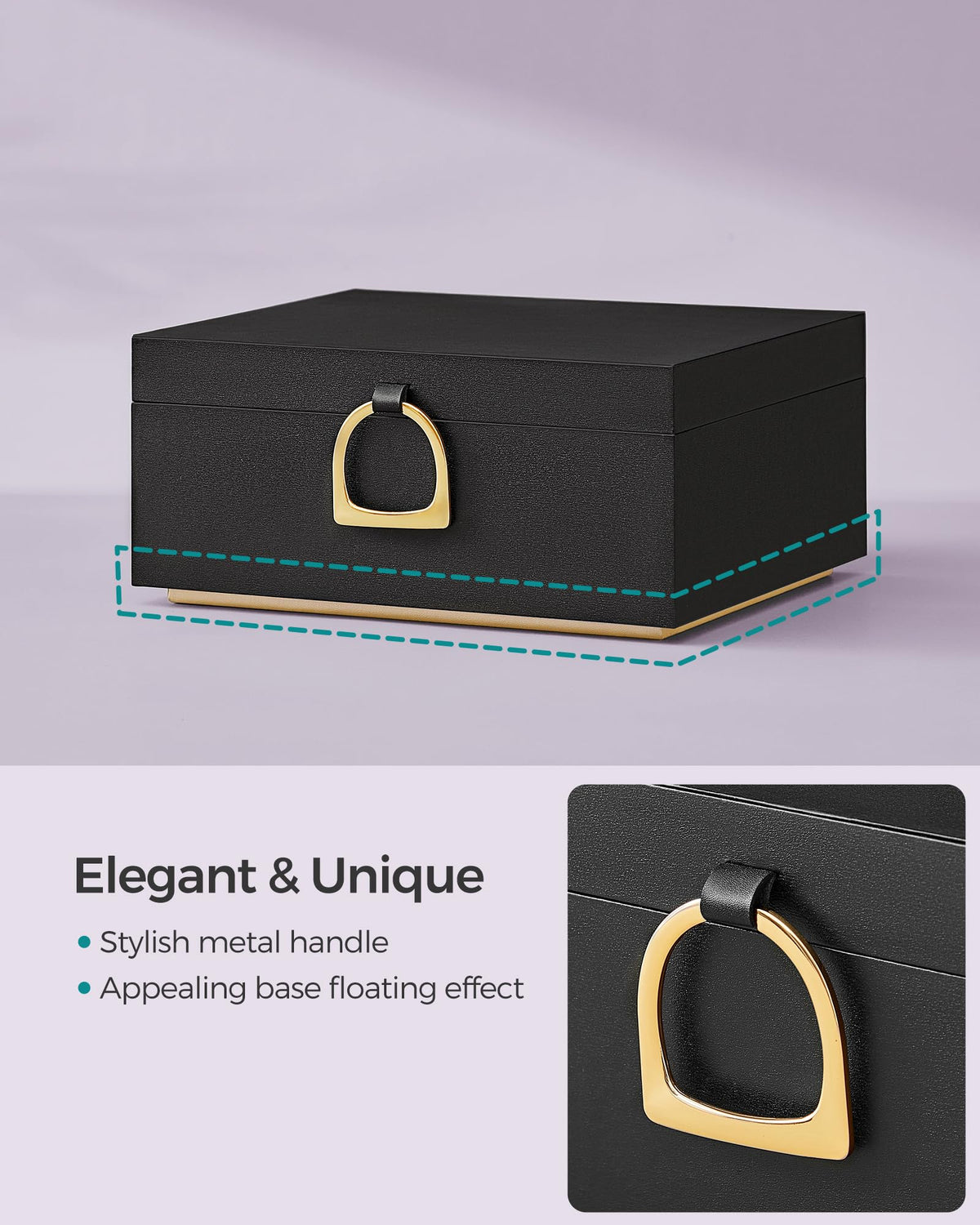 SONGMICS 2 Layer Jewelry Box with Handle Removable Tray - SONGMICS Official Imagery - 6