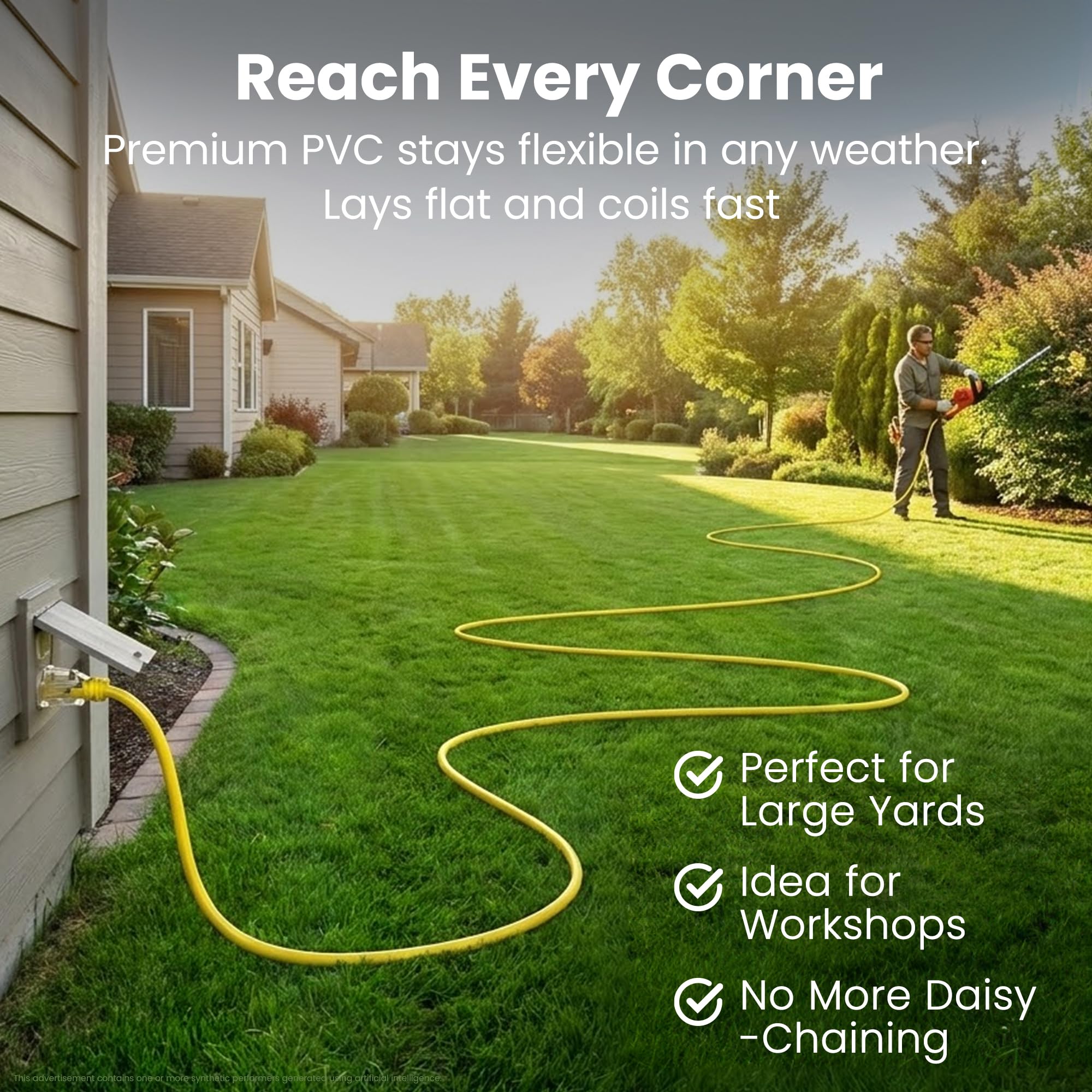 GEARit 100 ft Heavy Duty Outdoor Extension Cord, 12/3 SJTW, 12 AW - GEARit Official Product View 6