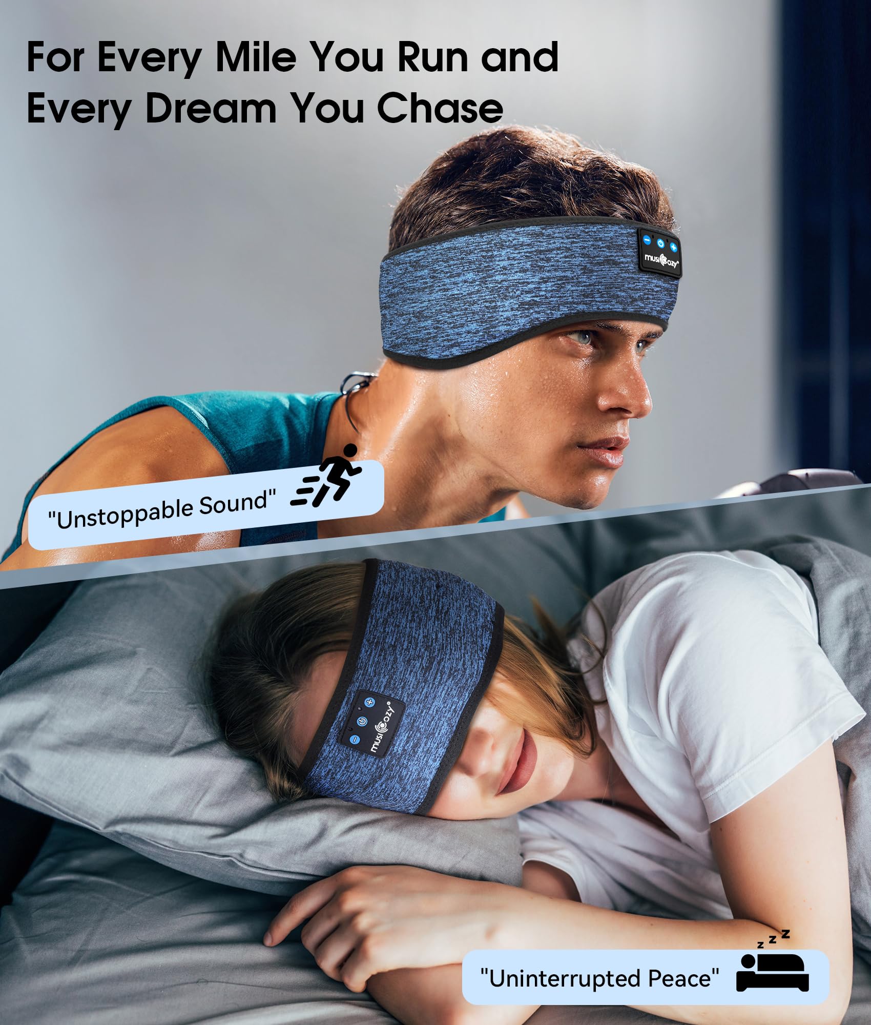 MUSICOZY Bluetooth 5.4 Sleep Headphones Headband Sports Wireless by MUSICOZY - Angle View 2