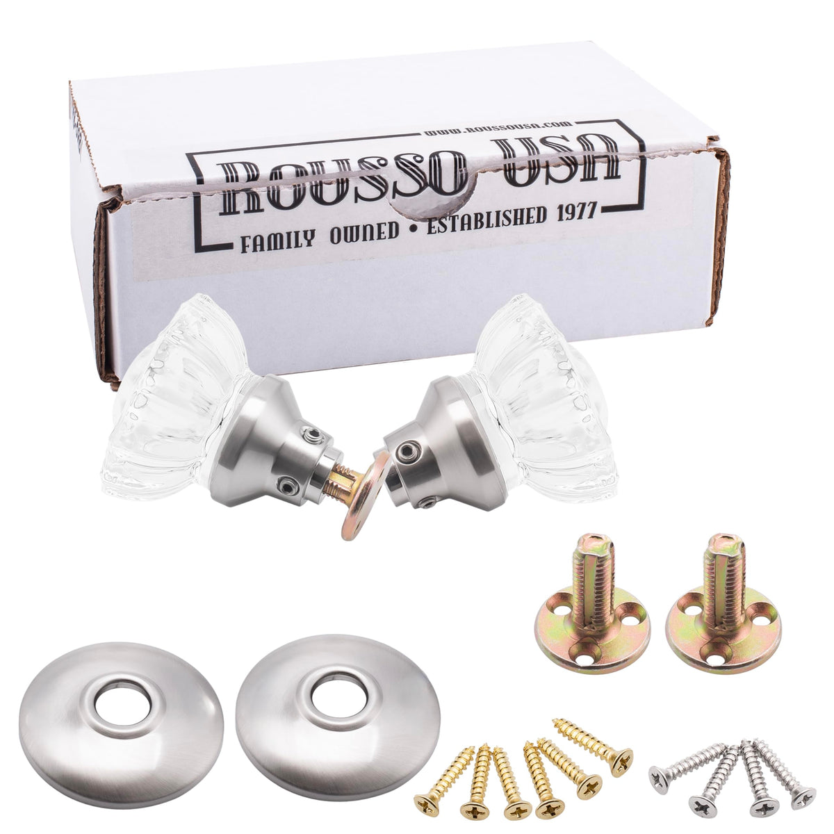 Antique Reproduction Fluted Glass Dummy Door Knob Set 1919A - Rousso USA Official Imagery - 3