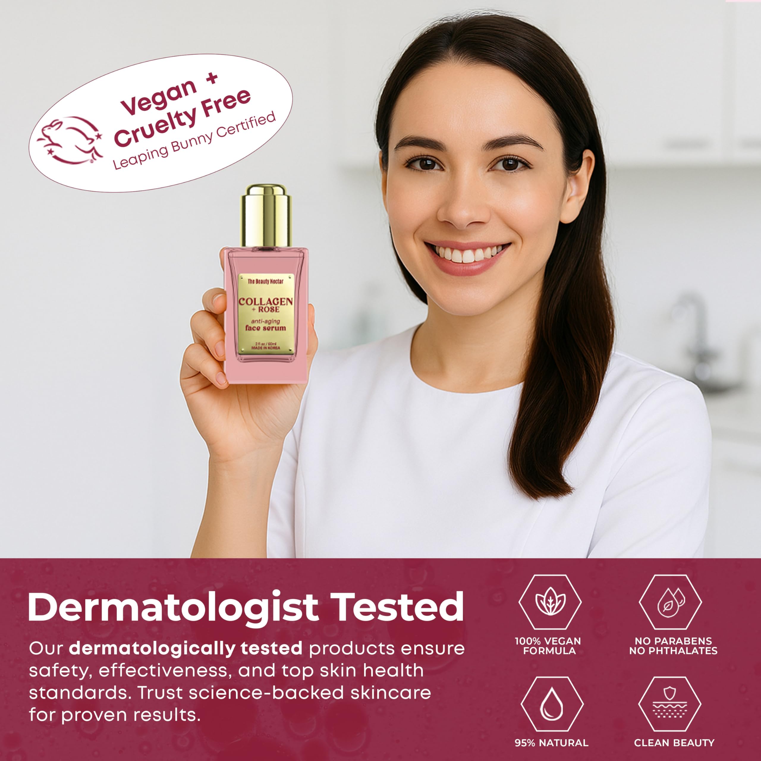 Collagen Face Serum with Rose – Firms Skin, Boosts Hydration, - The Beauty Nectar