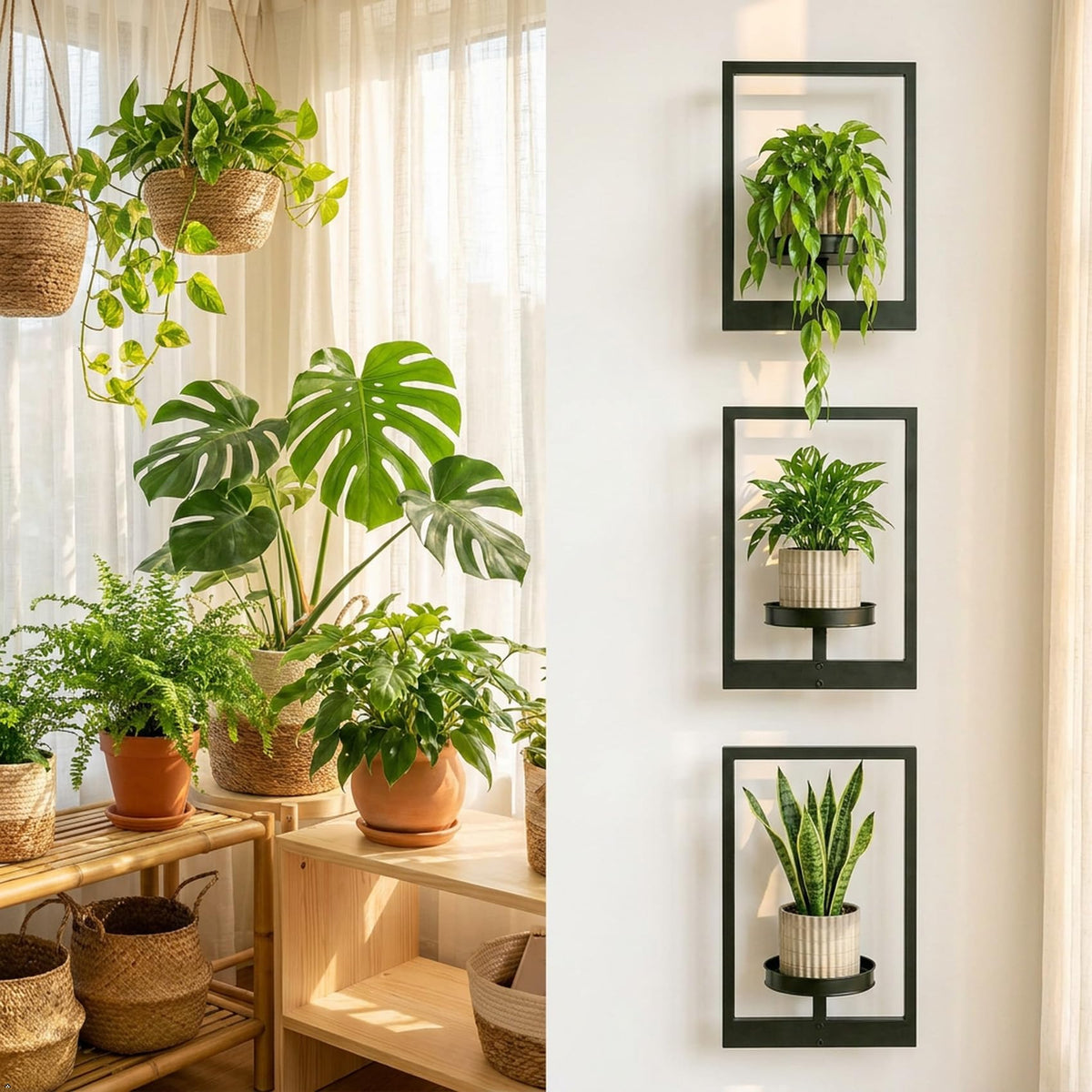 Picture Frame Wall Planters Set of 3 Modern Metal Hanging - bbteroiu Official Imagery - 5