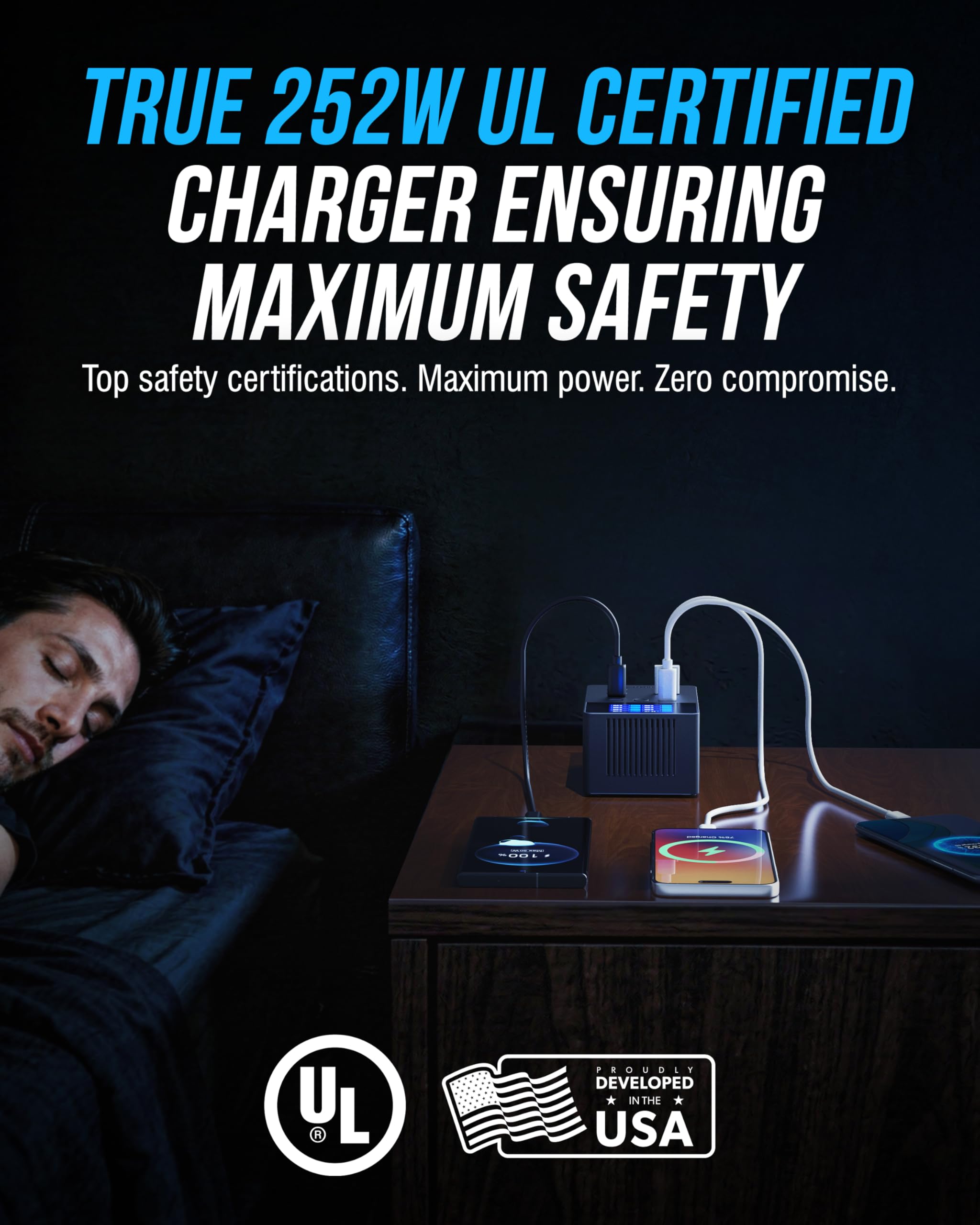 SABRENT VOLTIK Charging Station, 252W 8-Port USB C and USB A, LCD - SABRENT Official Product View 6