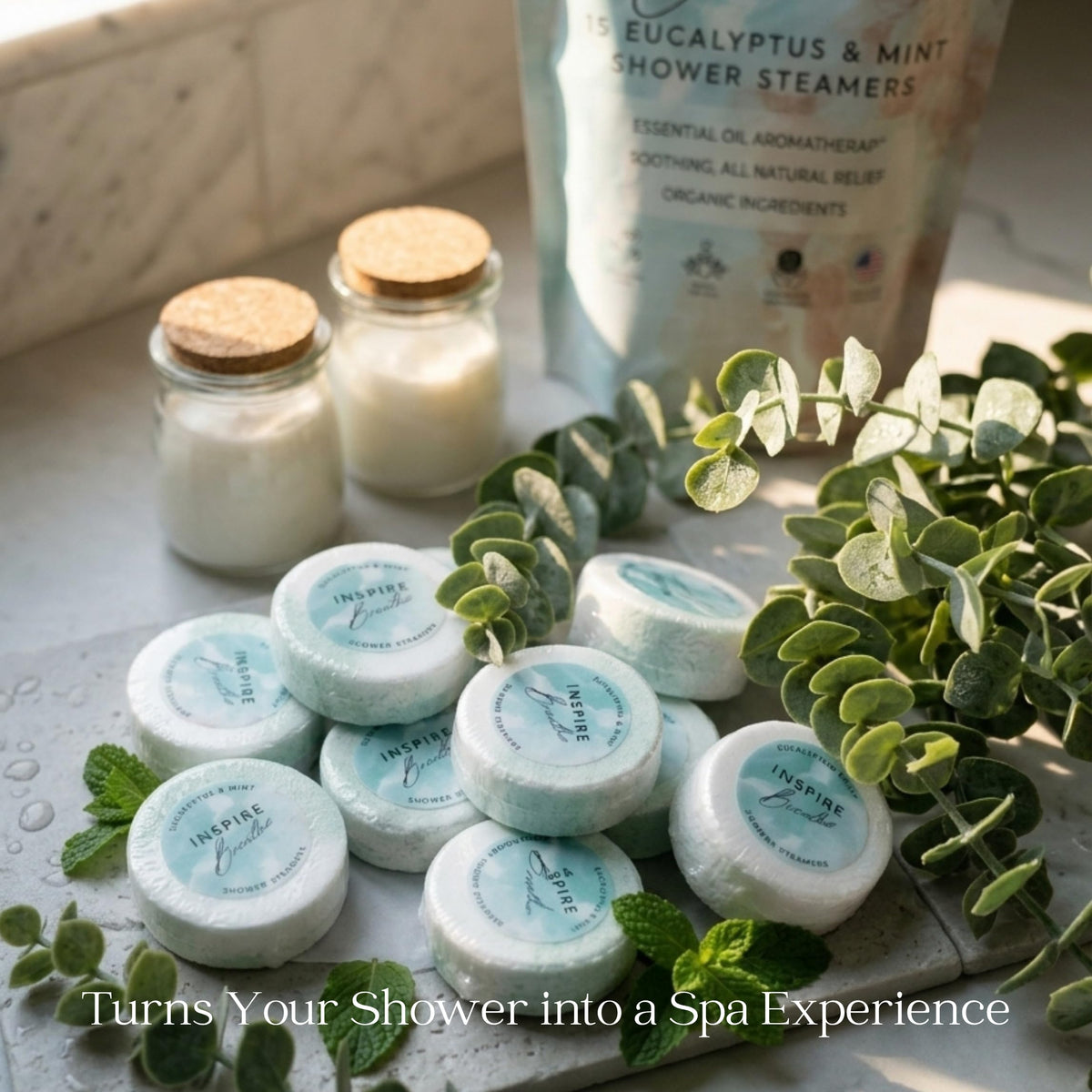 Inspire Breathe Shower Steamers 15 Mint Eucalyptus Shower - EvolutionUSA Official Imagery - 8