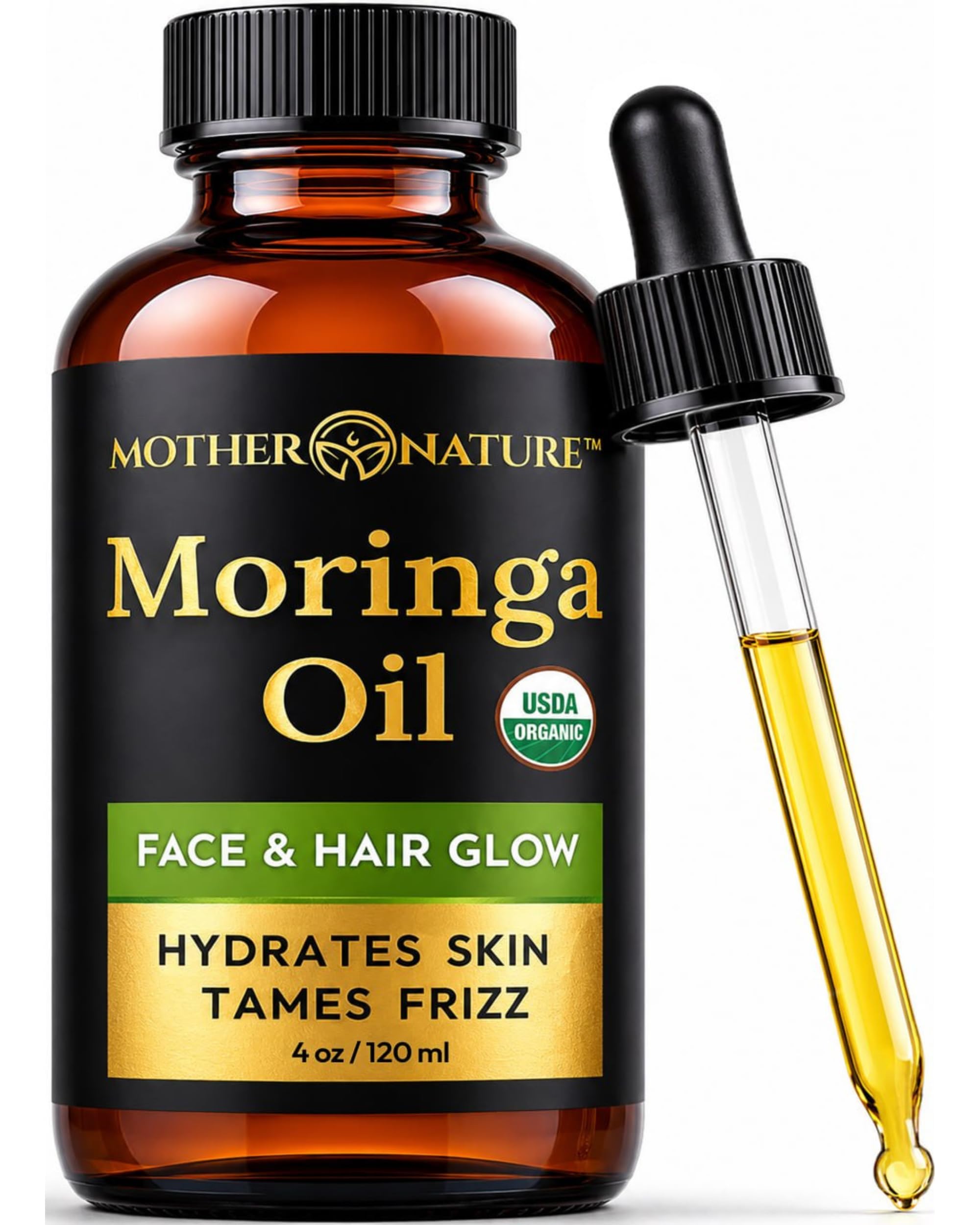 MNO Organic Moringa Oil Glow Serum Frizz Control for Hair - Mother Nature Organics Superfoods for Organic Living Official Imagery - 2