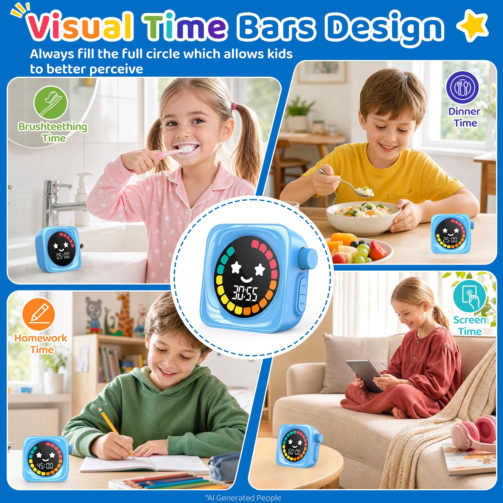 HAUKINIX Visual Timer for Kids ADHD, 99-Mins Digital Countdown/Stopwat - View 5