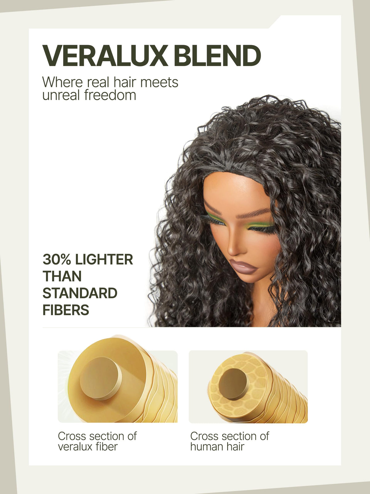 Curly Half Wig 26 Inches Veralux Fiber Blend Human Hair - Frodio Official Imagery - 5