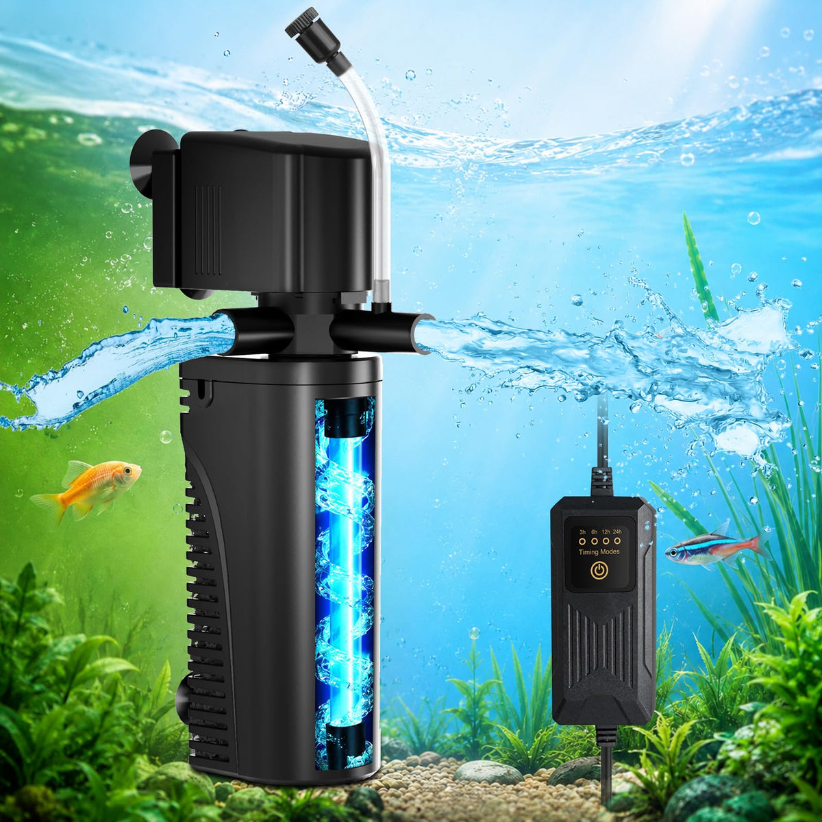 Aquarium U V Filter for Green Water Fish Tank Filter with U - Devopet Official Imagery - 2