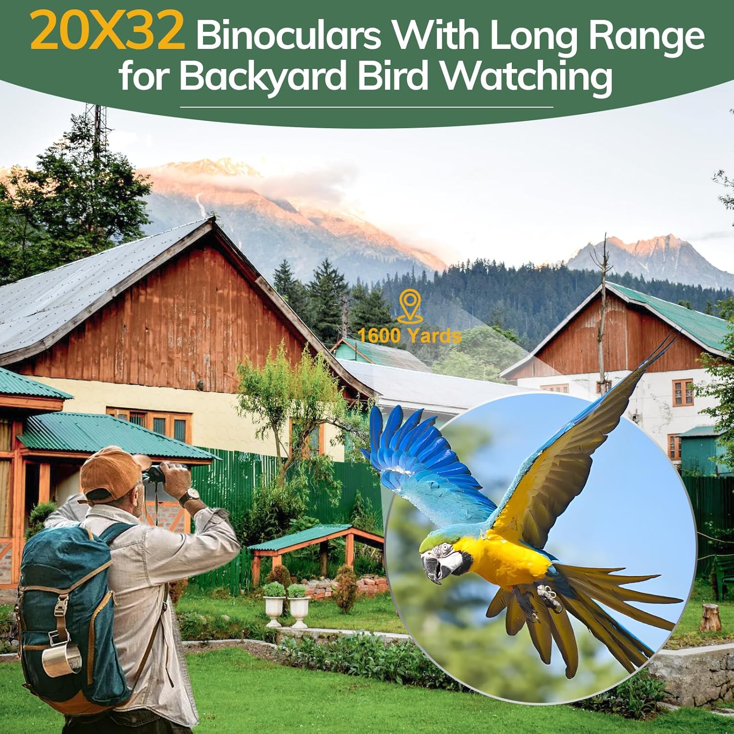 Opaita 20x32 compact binoculars for adults, high-powered small binoculars with adjustable eyepieces and durable design.