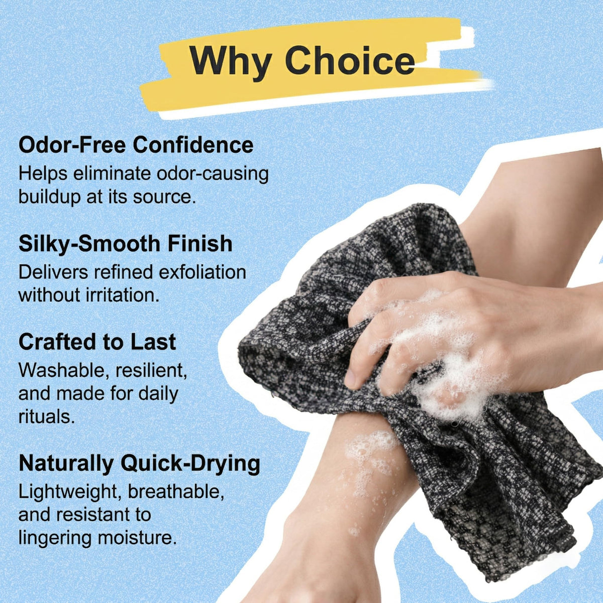 2 Pack Exfoliating Washcloth Towels - Yiclick Official Imagery - 8