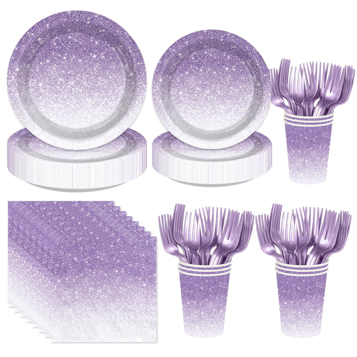 250Pcs Ombre Purple Birthday Party Decorations for Women - Greencian Official Imagery - 1