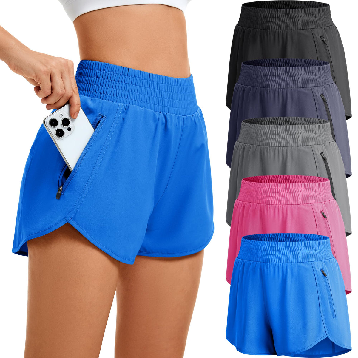 CE CERDR 5 Pack Women s Athletic Workout Short High Waisted - CE' CERDR Official Imagery - 2