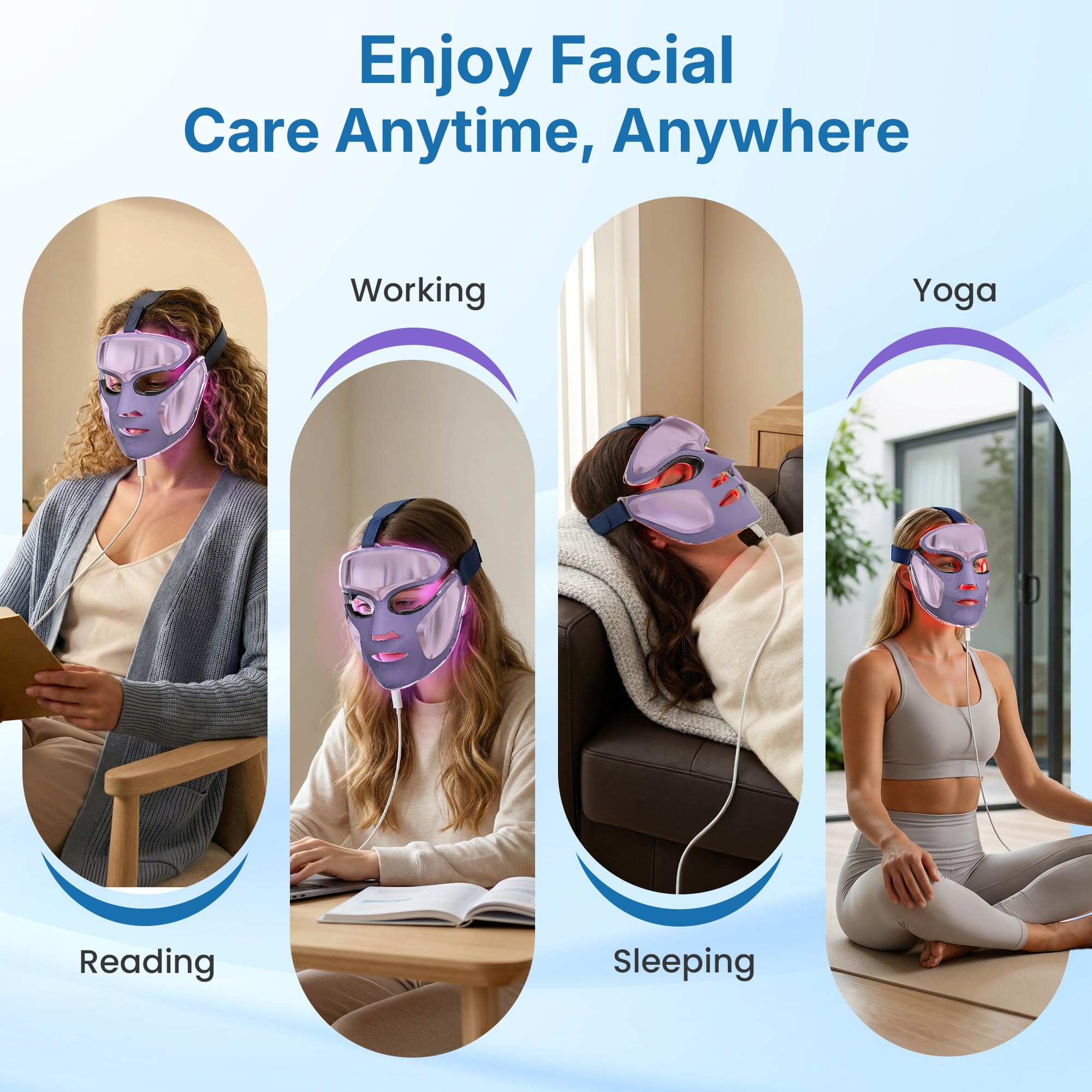 SUNVIVI LED Face Mask Red Light Therapy for Face, Blue Light - SUNVIVI