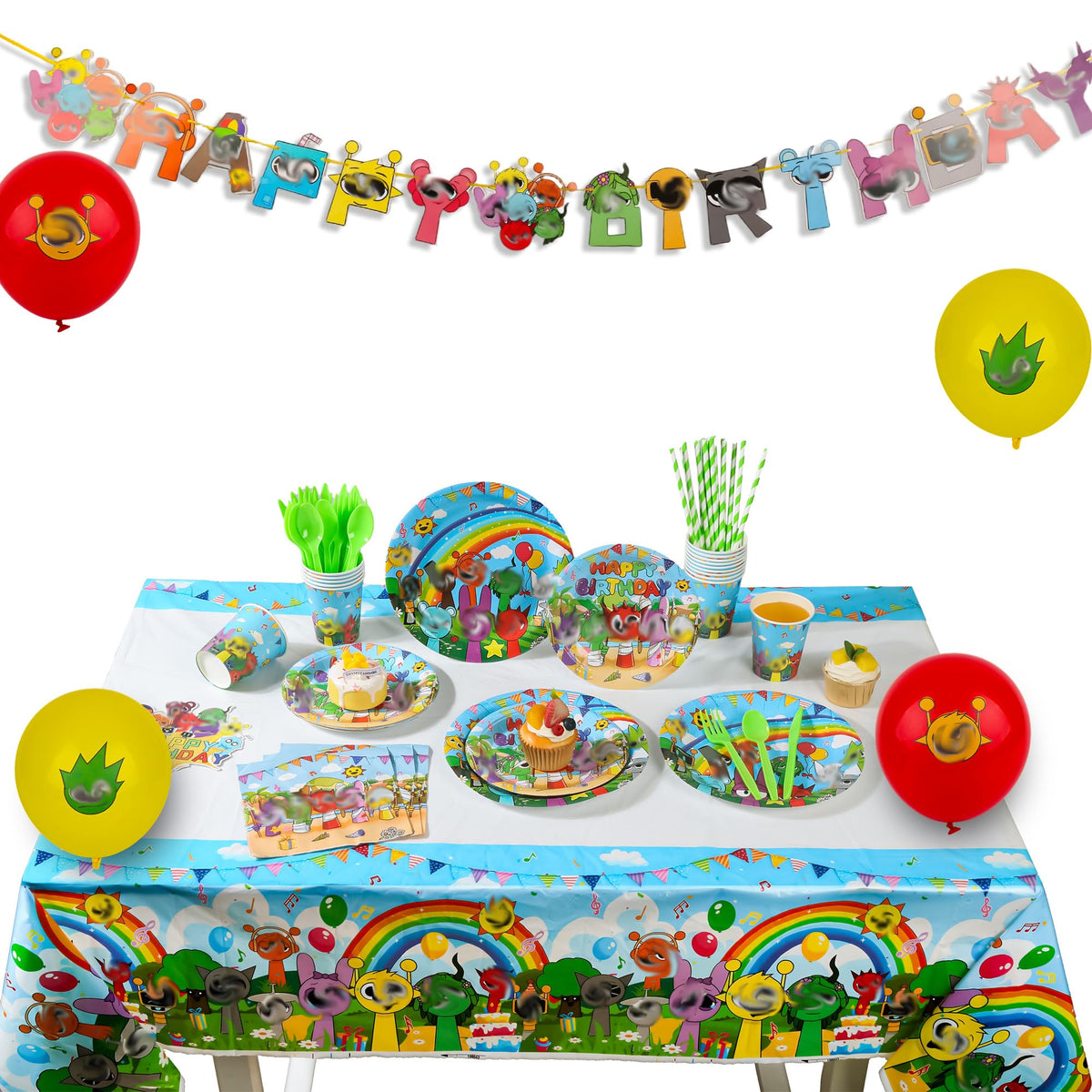 229 PCS Birthday Party Supplies Set Serves 20 Plates Cups - DUMBI Official Imagery - 8
