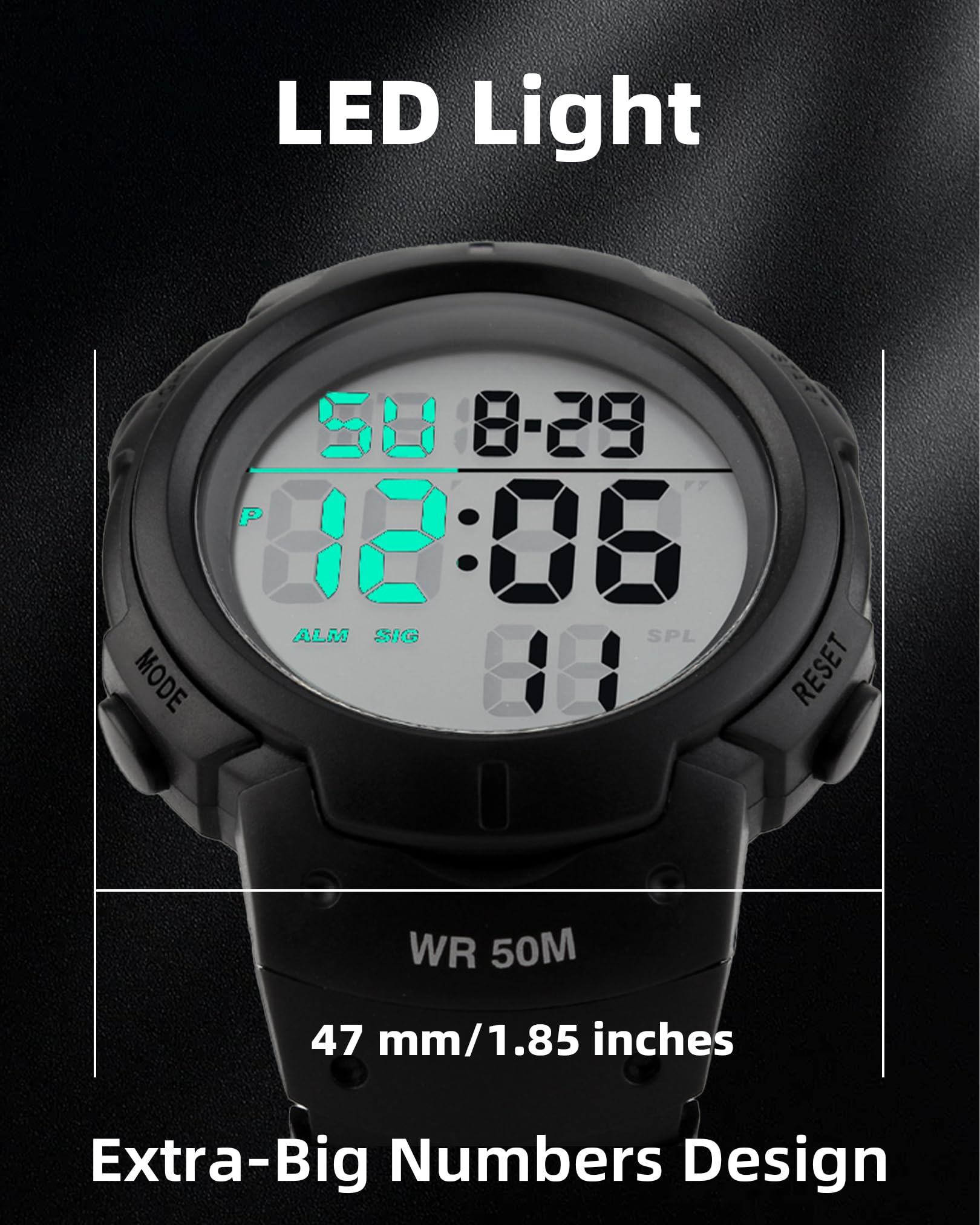 CakCity Digital Watch Mens, Waterproof Sport Wristwatch, Referee Stopw - View 3