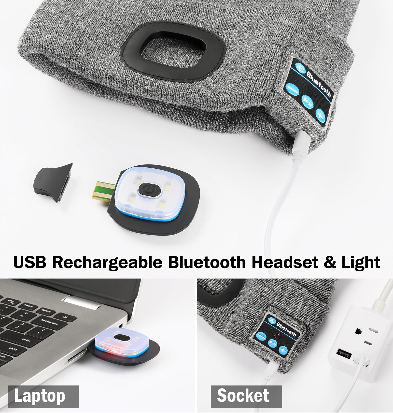 CENSGO Bluetooth Beanie with The Light, Unique Tech Gifts for Men Husb - View 4