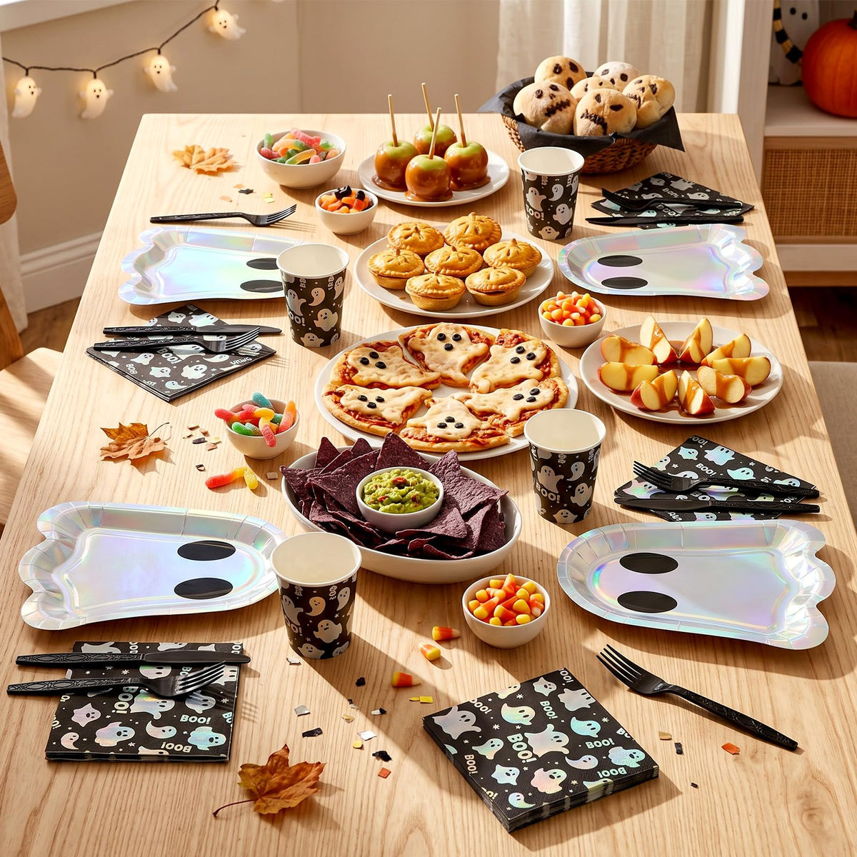 120 Pcs Halloween Ghost Paper Plates Boo Napkins Tableware - Yungyan Official Imagery - 8