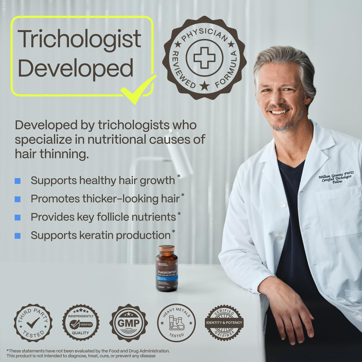 FoliGROWTH Top Hair Growth Density Vitamin Women Men - Advanced Trichology Official Imagery - 4