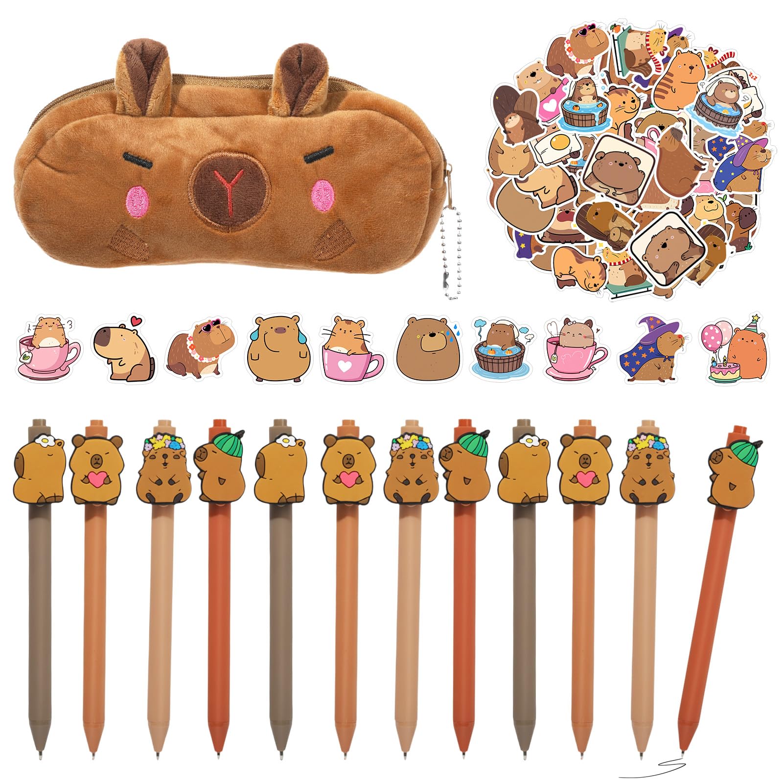 Capybara Stationery Set, 63 Pcs Kawaii School Supplies with - Product Imagery