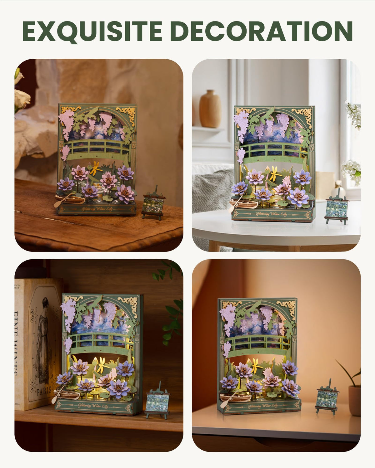 rowood Water Lily 3D Puzzle Building Set with LED DIY Monet - rowood Official Imagery - 7