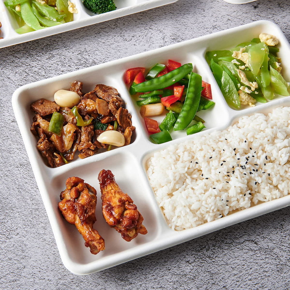 Vplus Compostable 5 Compartment Paper Plates 100 Pack 12 5 x - Vplus Official Imagery - 7