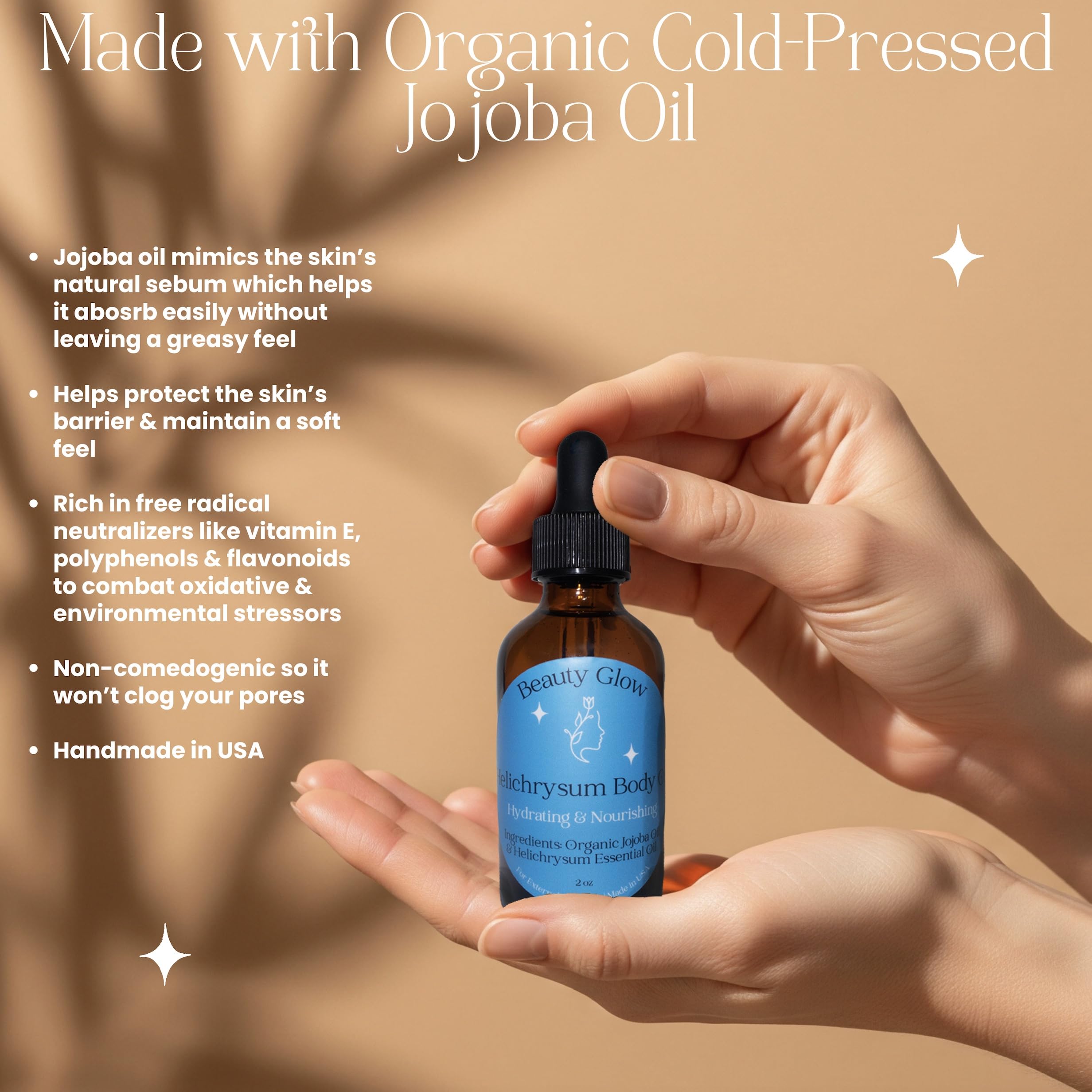 Beauty Glow Helichrysum Essential Oil for Skin Veins Bruises & Organic Jojoba - Beauty Glow Official Product View 6