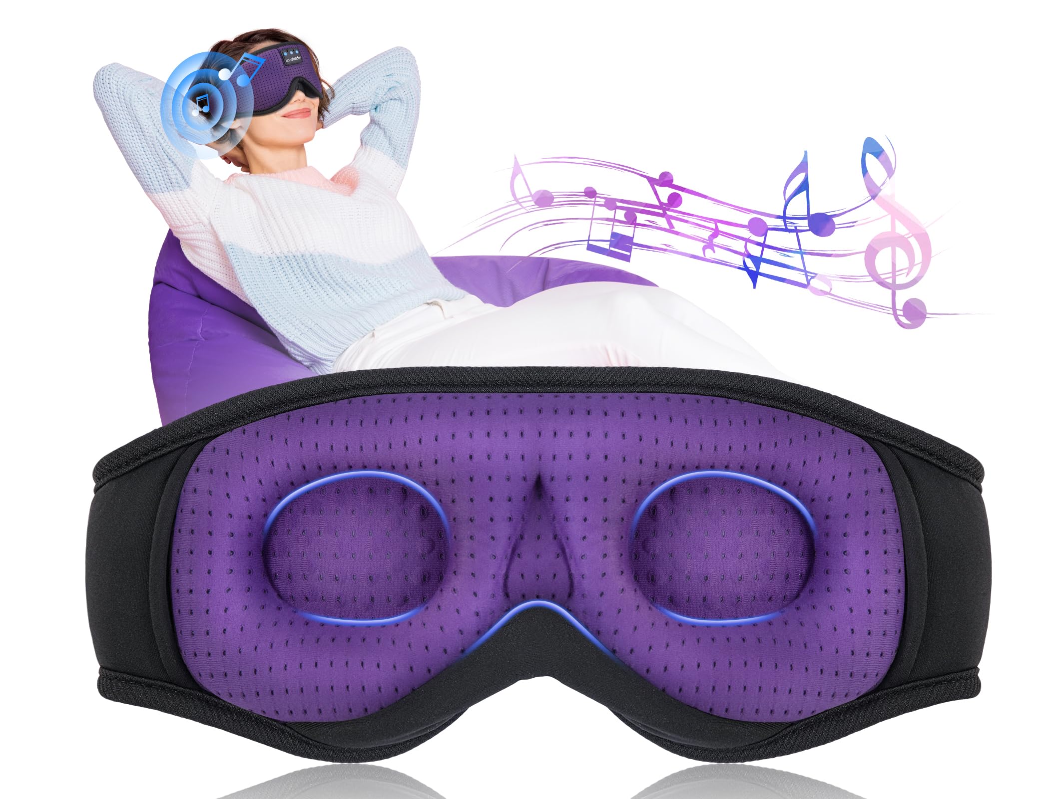 LC-dolida Sleep Headphones, 3D Sleep Mask Bluetooth Wireless Musi by LC-dolida - Angle View 8