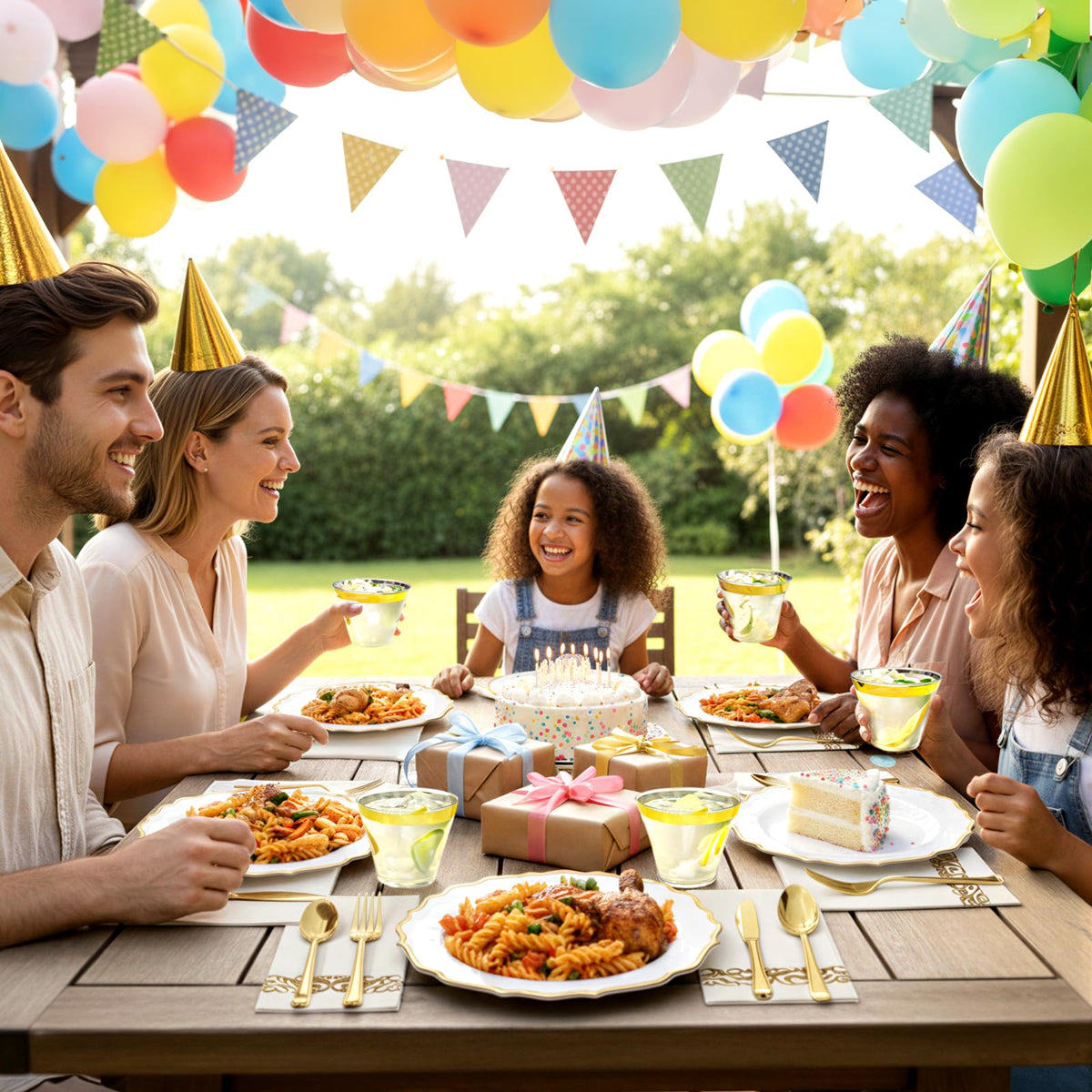 Glowserve 175 Piece Disposable Plastic Plates Dinnerware Set - Glowserve Official Imagery - 3