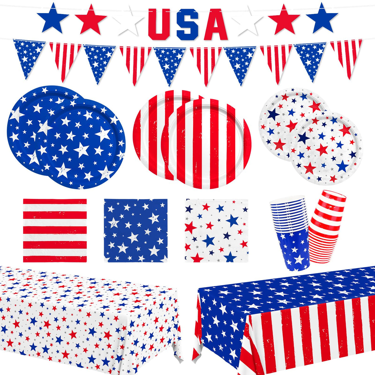 4th of July Party Supplies Set Patriotic Theme Kit for - Gatherfun Official Imagery - 1