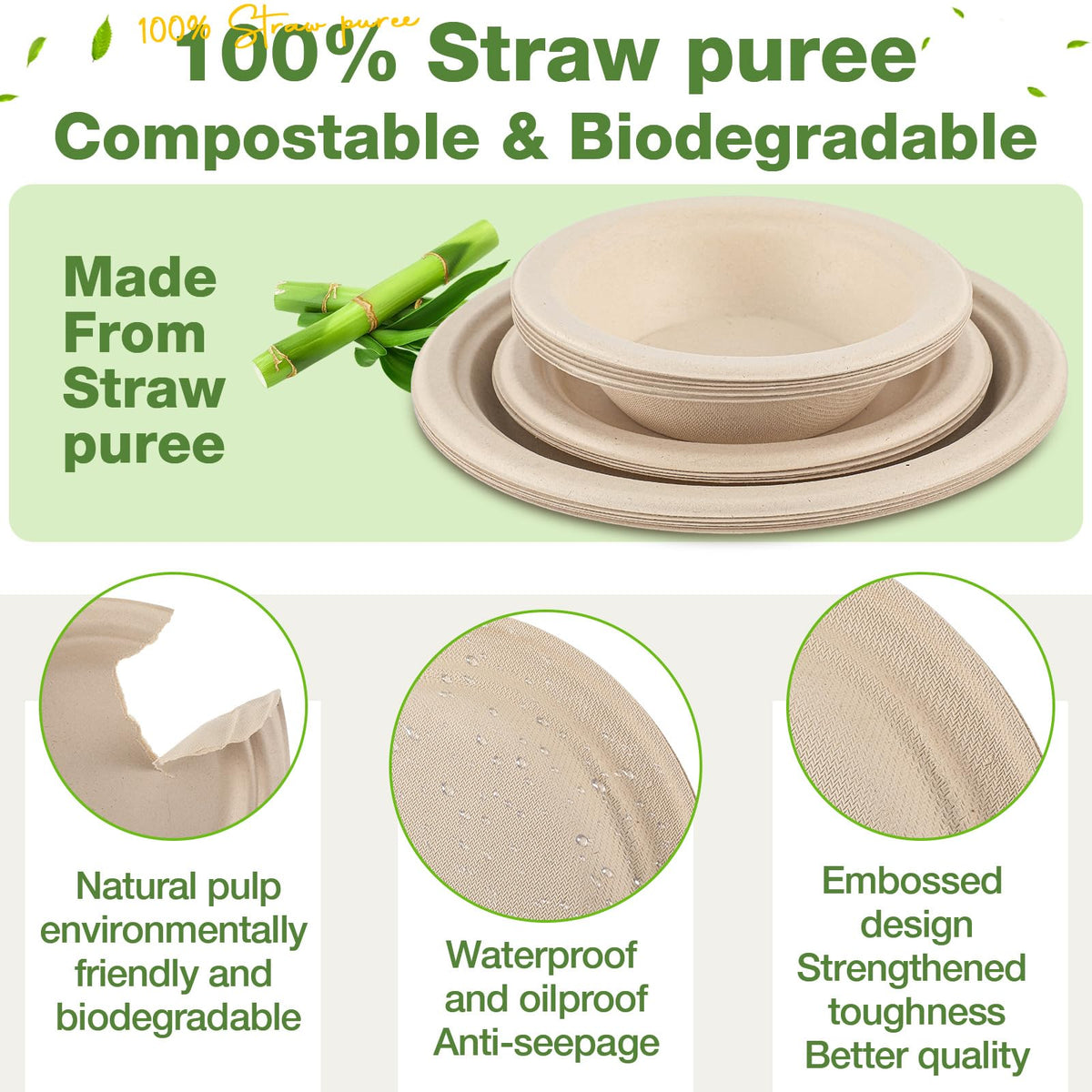 Havawish 150 Pcs Compostable Paper Plates and Bowls Set 7 - Havawish Official Imagery - 5