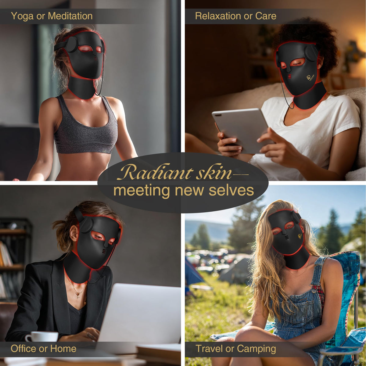 4D Contour Fit LED Light Therapy Mask for Face Neck Red - LuxRenew Official Imagery - 8