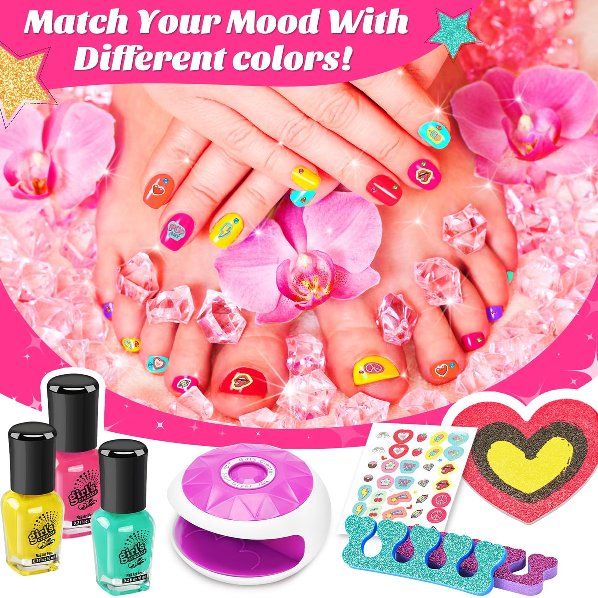 Kids Spa Day Kit Girls Foot Spa Music Soak Tub Nail Dryer - Holycco Official Imagery - 7