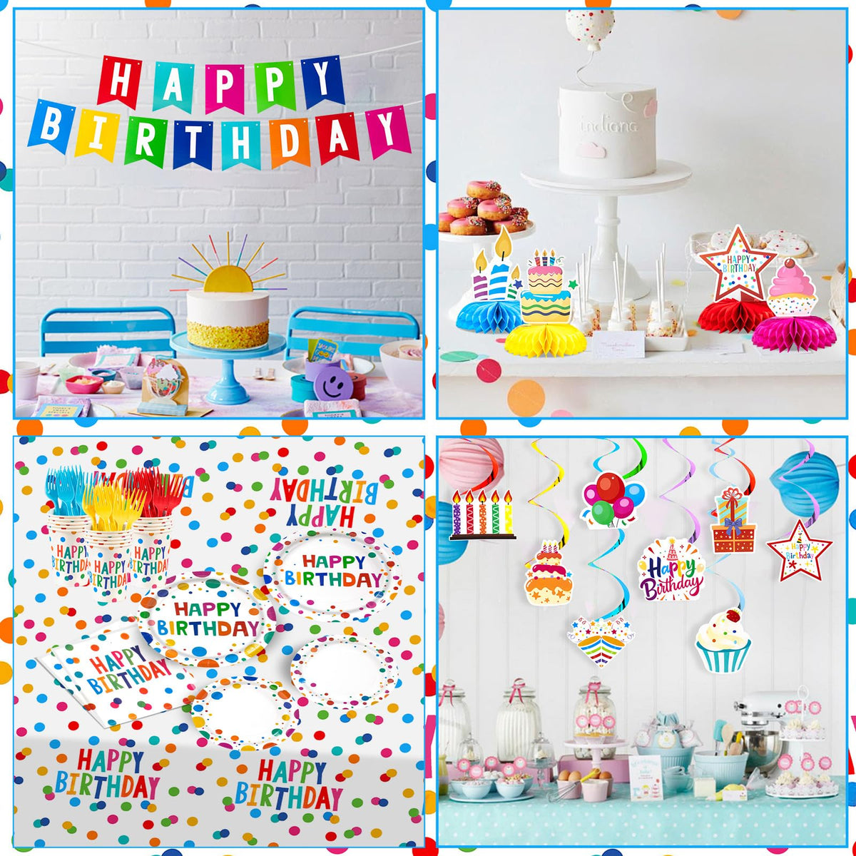 155Pcs Colorful Dots Birthday Party Decorations Party - AHCSMRE Official Imagery - 4