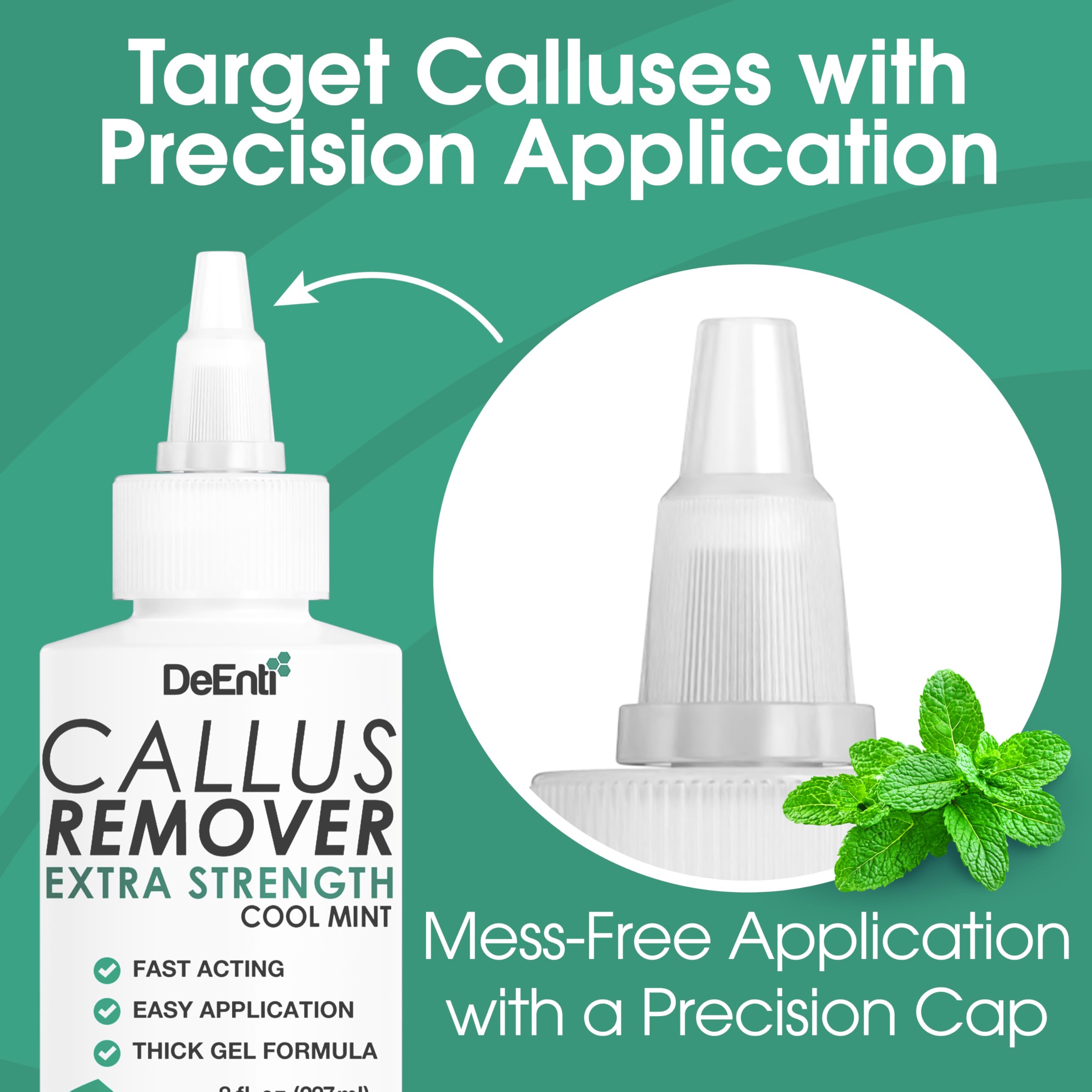 DeEnti Foot Callus Remover Gel in Cool Mint, 8oz, featuring a tube of exfoliating gel for smooth, healthy feet.