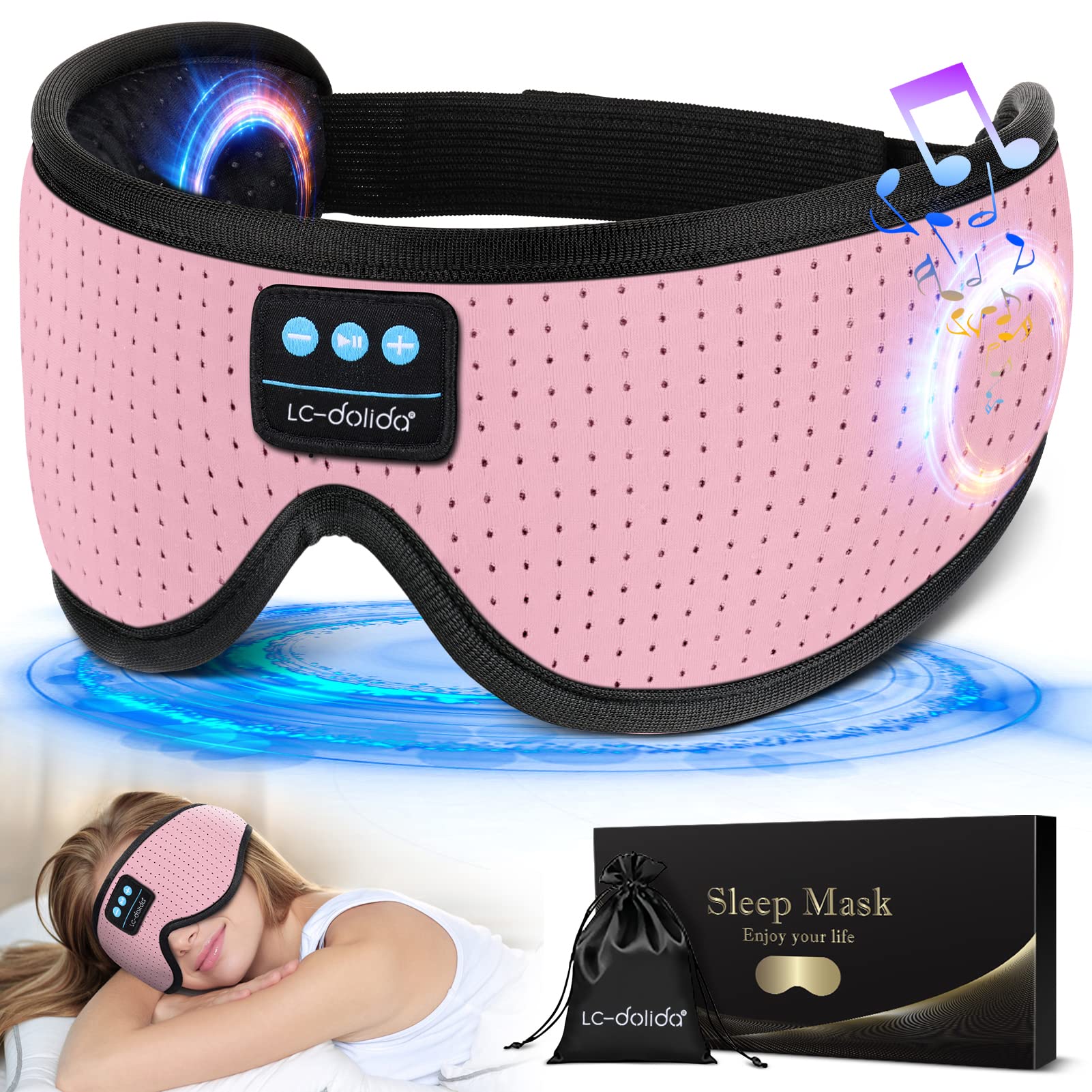 LC-dolida Sleep Headphones, White Noise Bluetooth Sleep Mask 3D Breathable Wirel - LC-dolida Official Product View 9