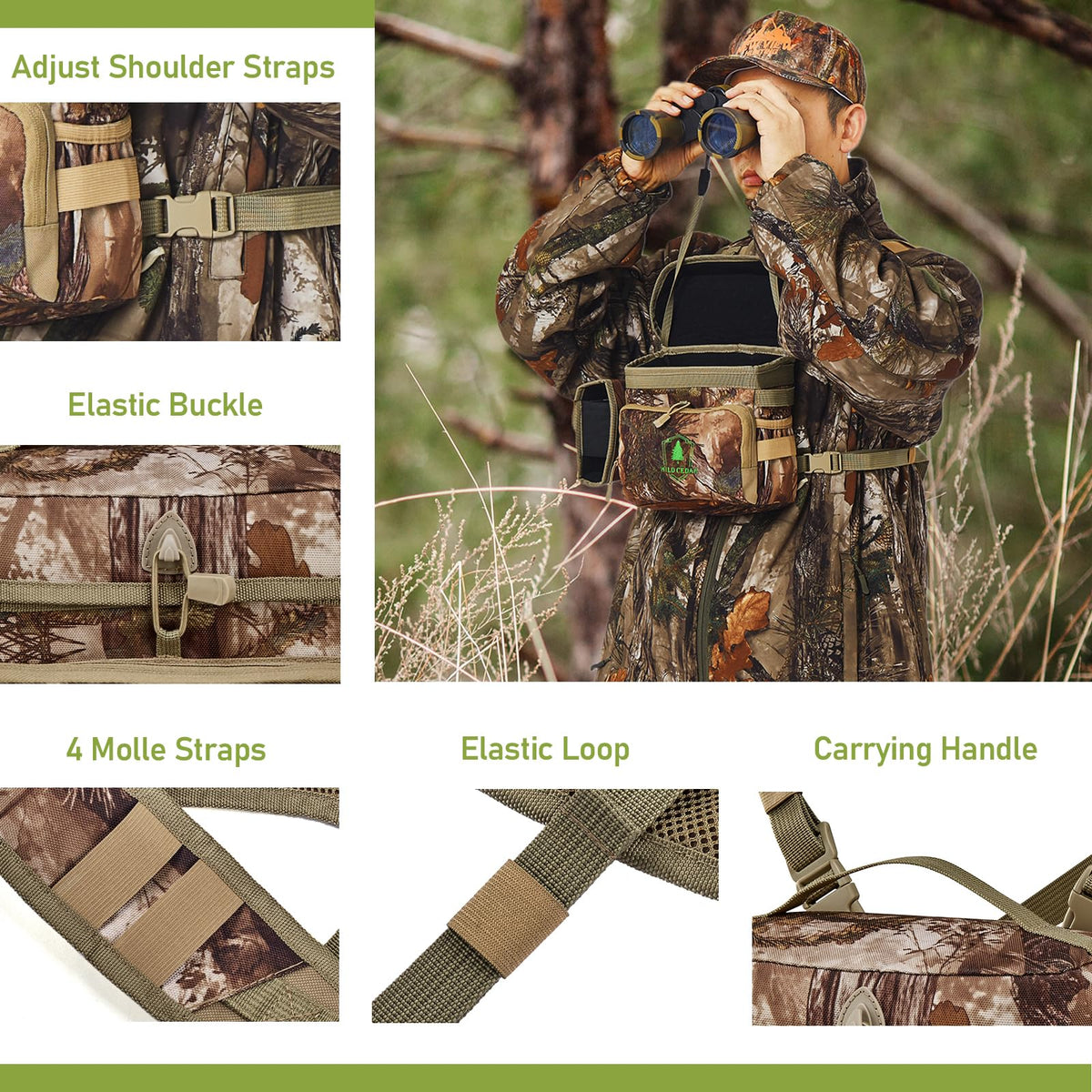 Binocular Harness Chest Pack with Rangefinder Pouch Bino - Wild Cedar Official Imagery - 7