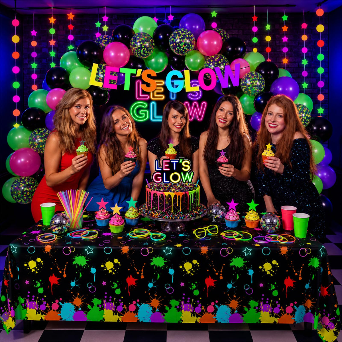 Neon Party Decorations Glow In The Dark Party Supplies - OGMOGKW Official Imagery - 4