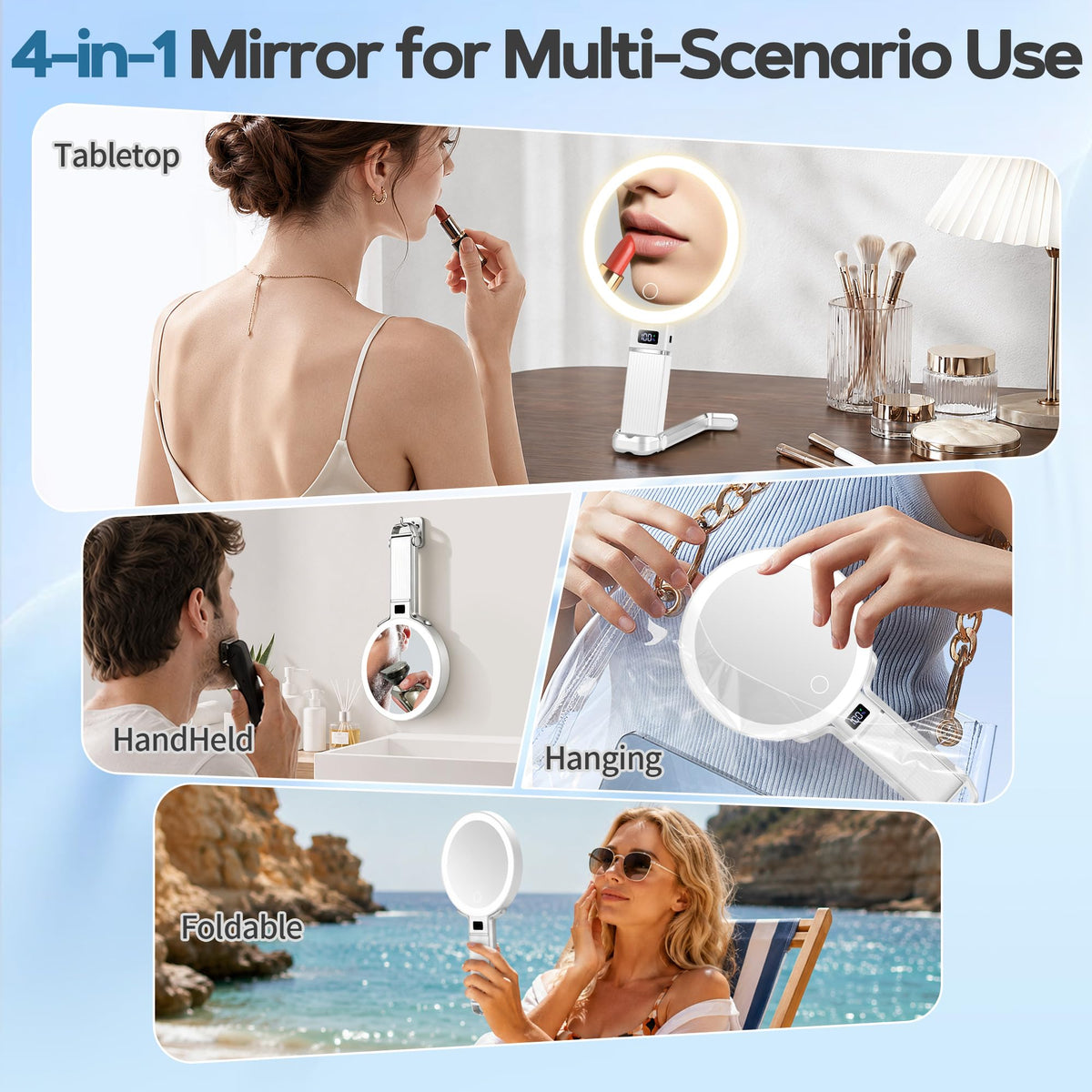30X Travel Magnifying Mirror with Light Height Adjustable - MOMOKUBA Official Imagery - 8