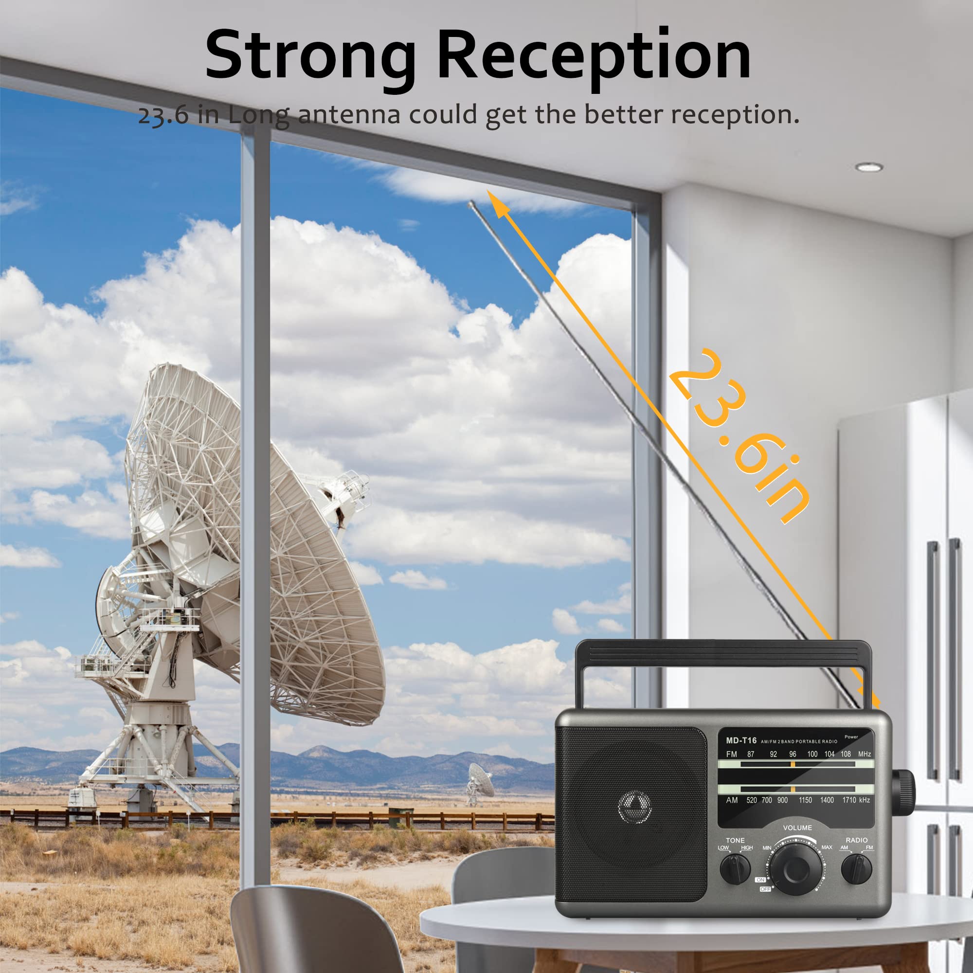 Jazmm AM FM Portable Radio Battery or AC Powered
