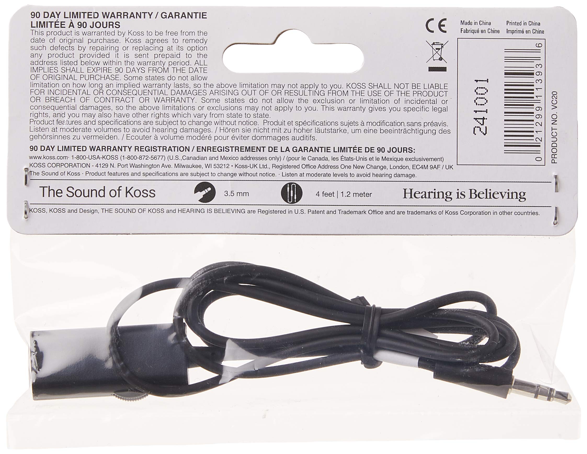 Koss 155954 VC20 Volume Control, Standard Packaging, 39-Inch Cord by Koss - Angle View 3